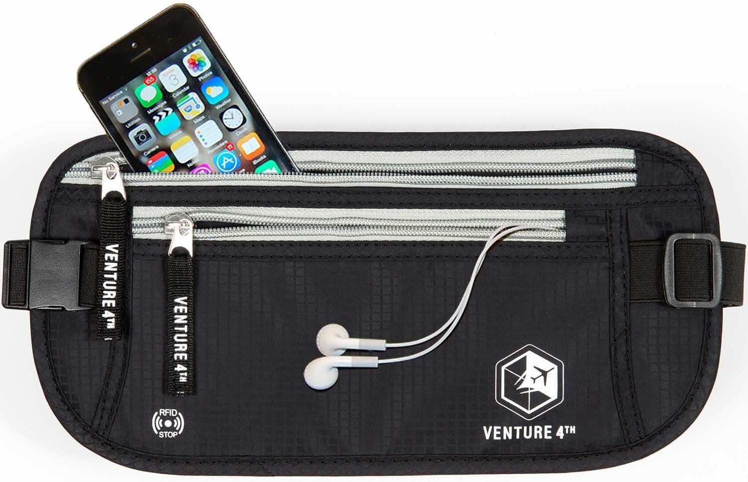 Venture 4TH RFID Money Belt for Travel: the Trusted Hidden Waist Stash for Men and Women (Black + RFID Sleeves) - Beige image number 3