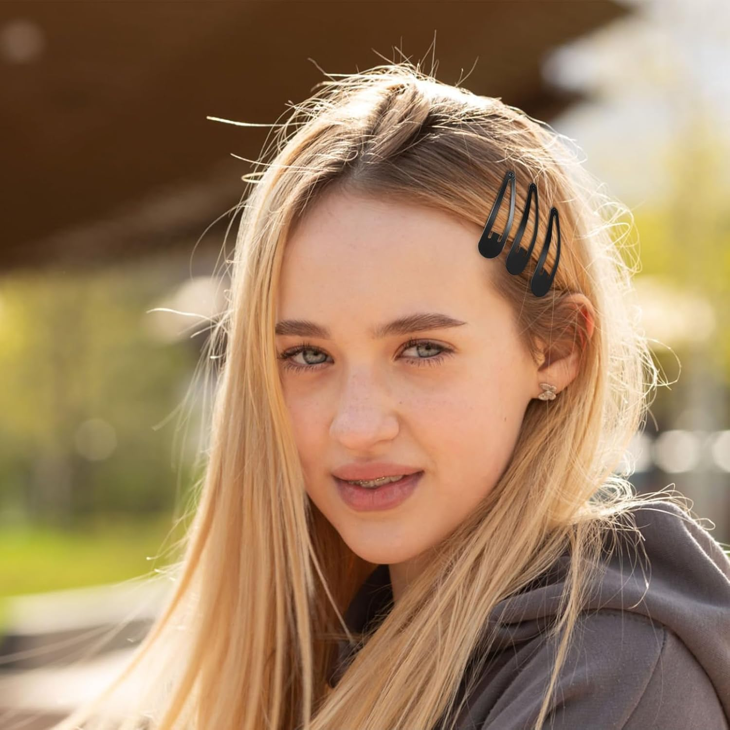 Bighan 80 Pcs Girls Hair Clips Simple Hairstyle Clips Metal Drop-Shaped Barrettes Adorable Hair Accessories for Girls, Black image number 3