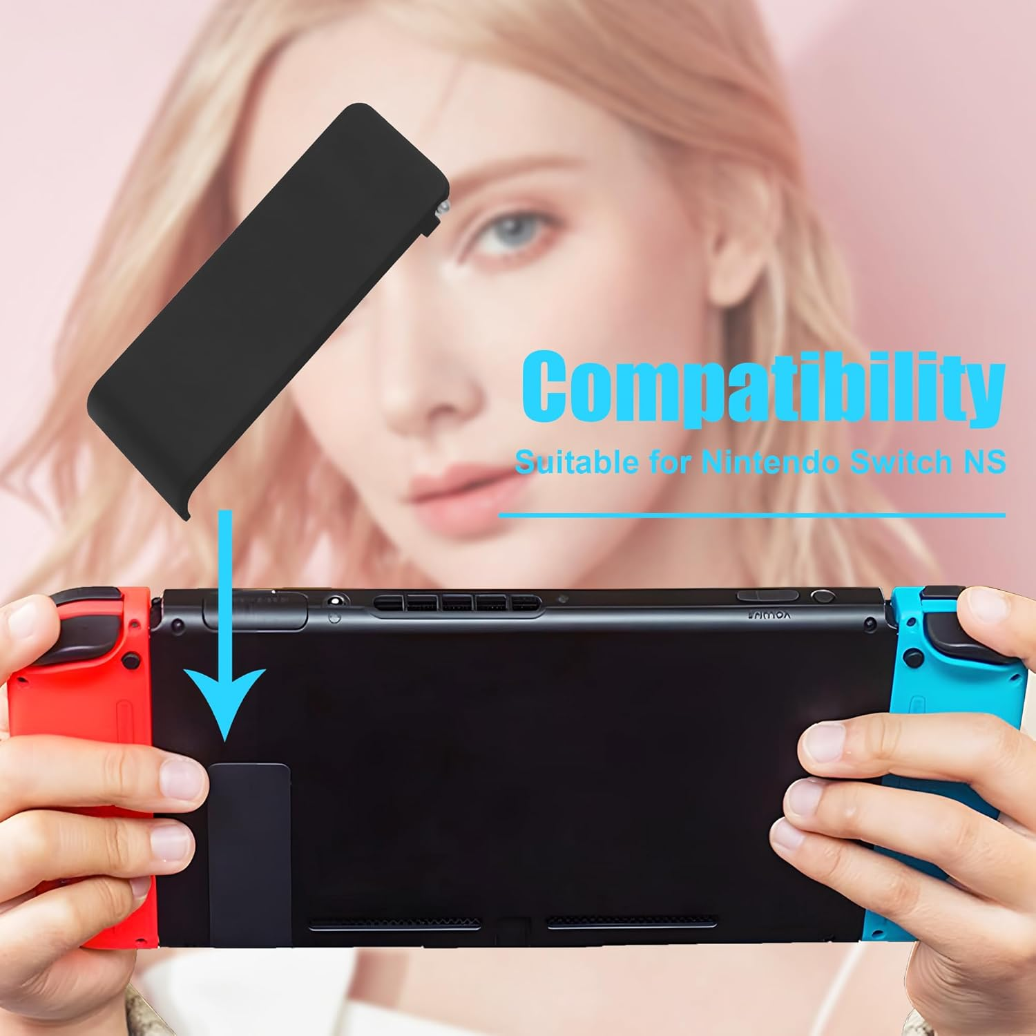 4 Pack Nintendo Switch Kickstand Replacement Kit with 8 Thumb Grips - Ultimate Backup Solution, DIY Installation, Repairing Broken/Damaged Kickstand, Spare Part for Nintendo Switch Console image number 1