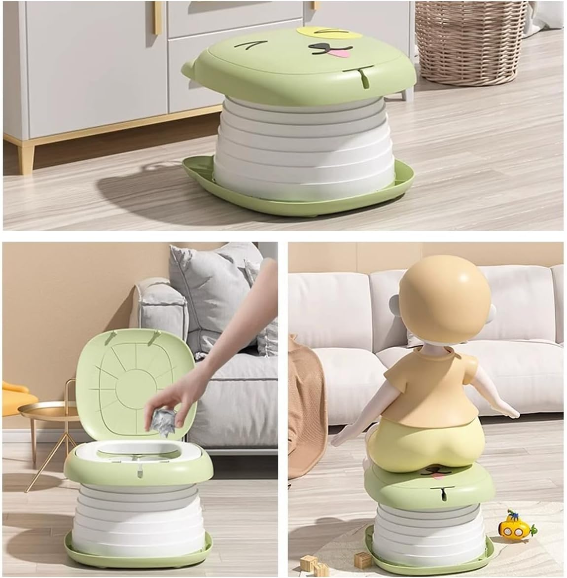 AIMALL Children'S Portable Folding Toilet, Lightweight Travel Potty Seat, 9.45X9.45X6.69 Inches, Odour-Resistant for Outdoor and Indoor Use