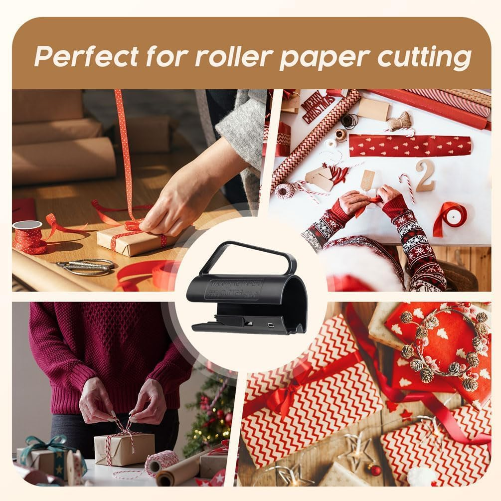 Wrapping Paper Roll Cutter with Handle Wrap Cutter Tool Tube for Crafting Wrapping Paper Christmas Birthday Holidaywrapping Paper, Black Wrap Cutter Gift Wrapping image number 6