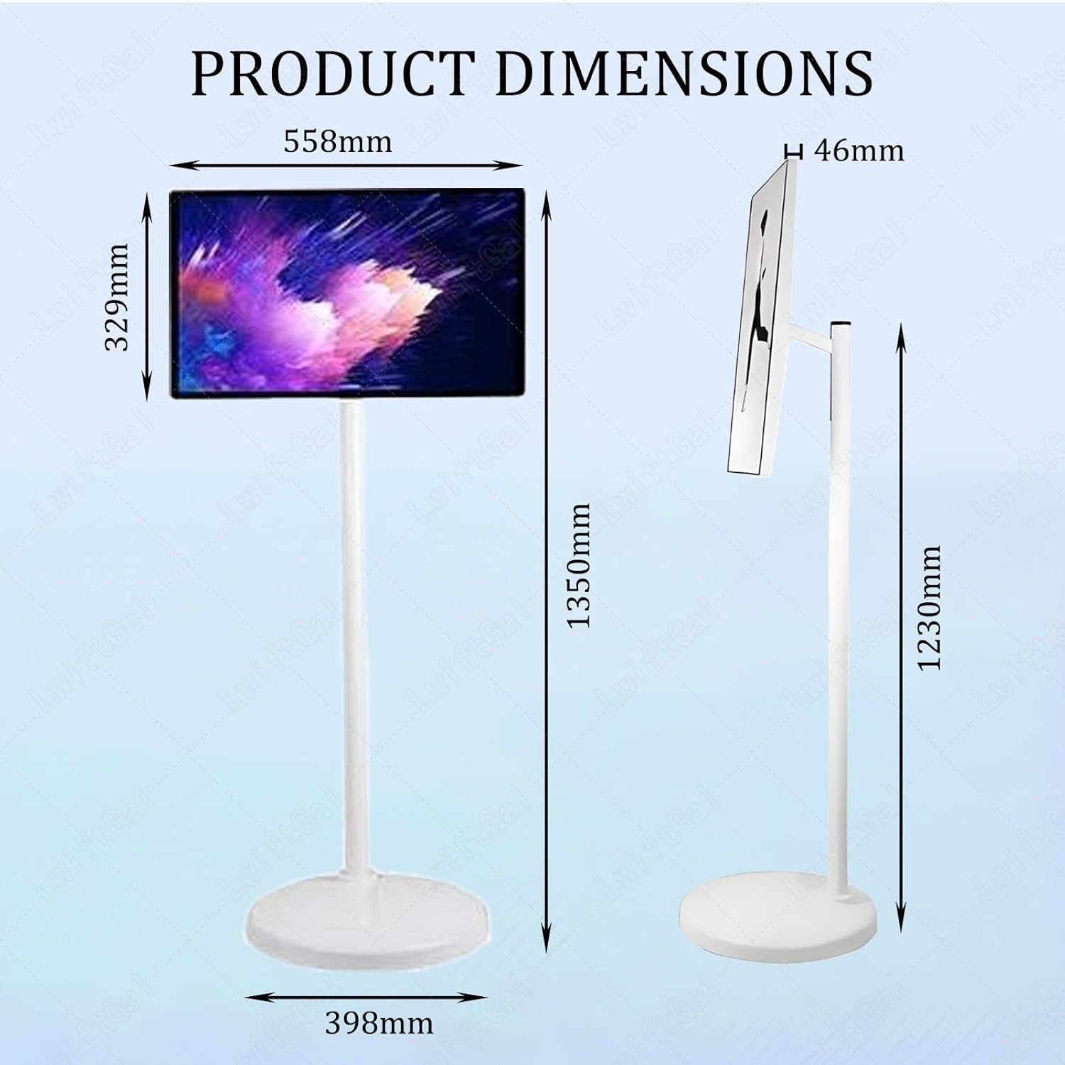 24-Inch Smart Touchscreen Monitor, 1080P Mobile Portable TV Stand on Wheels, Swivel Rotation Rolling Monitor, Full Swivel Rotation Rolling TV 8G+128G image number 2