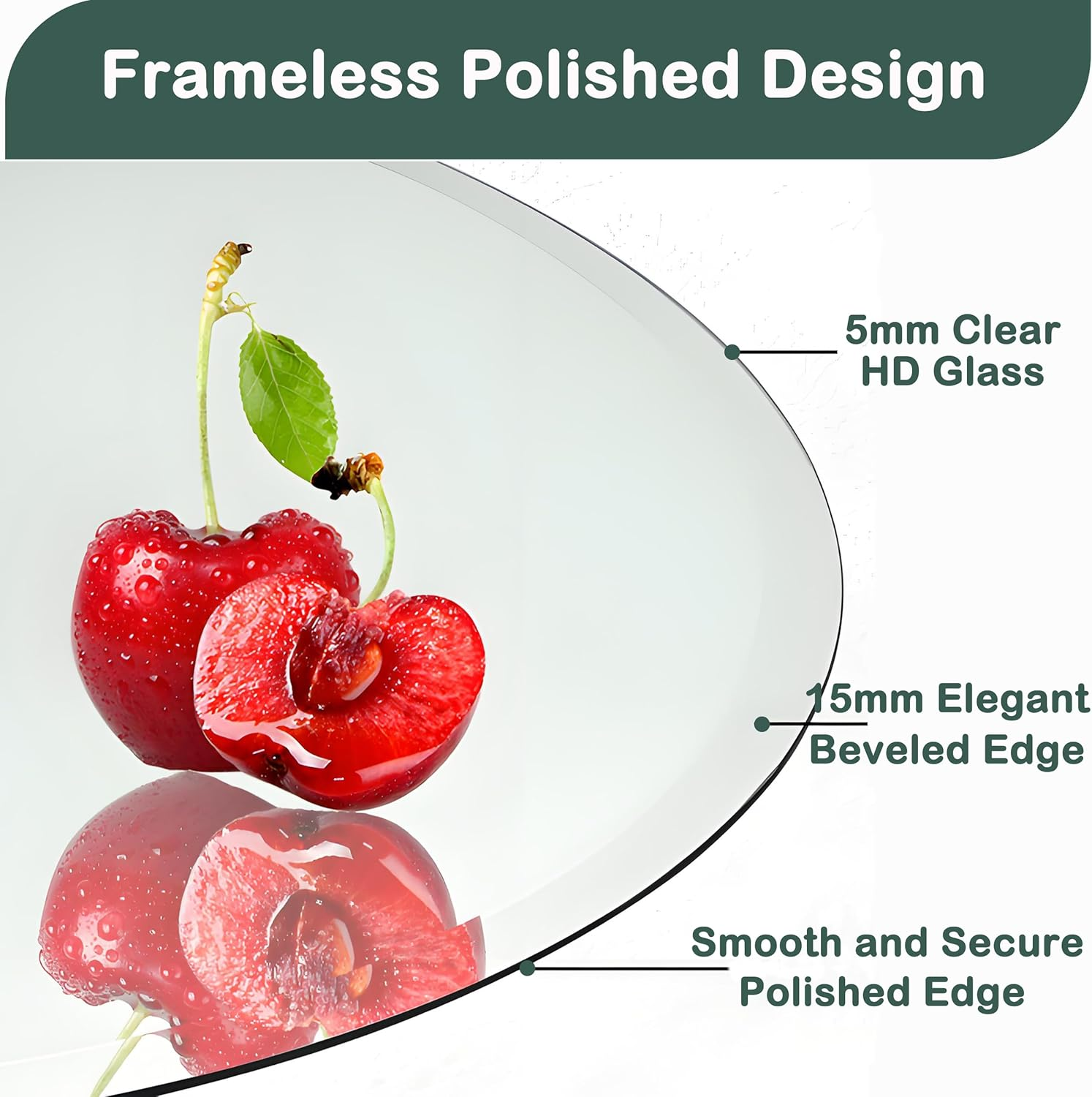 ANYHI round Mirror, 55 Cm Circle Frameless Mirror, Beveled Bathroom Mirror, round Mirrors for Wall D&eacute;cor, Wall Mirror for Bathroom Bedroom Entrance Living Room image number 4