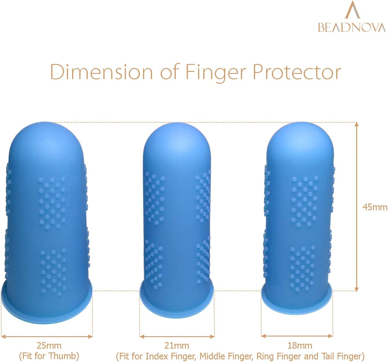 BEADNOVA Finger Cot Silicon Finger Gloves Protector for Electronic Repair Painting Jewelry Cleaning Crafting Industrial Apply (Pack of 6-3 Size, Blue & Red Color) image number 2