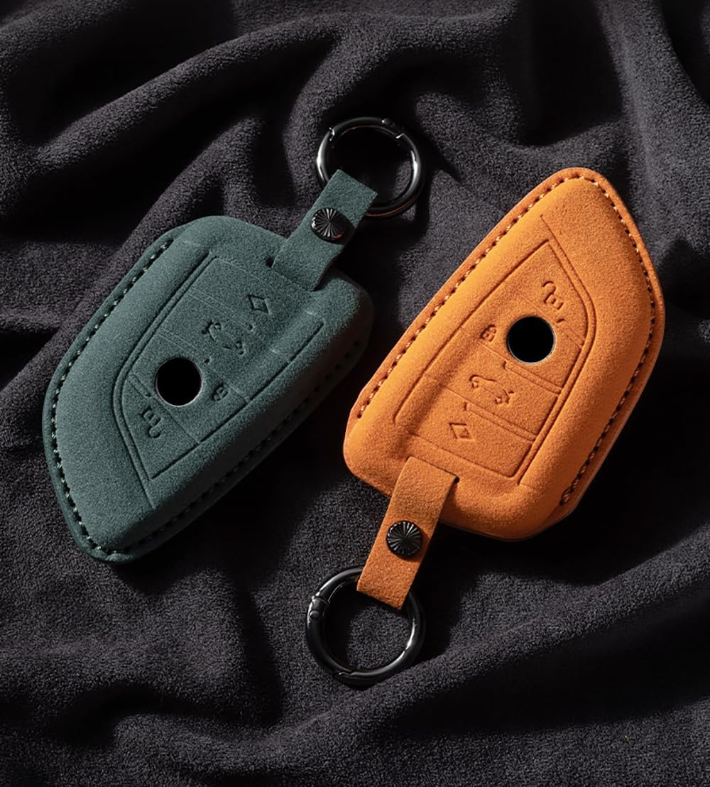 Ontto Suede Car Key Fob Cover Fit for BMW 2 3 5 6 7 8 Series X1 X2 X3 X4 X5 X6 X7 Z4 G29 G20 G32 GT G11 F39 Leather Smart Key Case Keyring Shell Key Holder Keychain Styling Accessories Black 2 image number 5