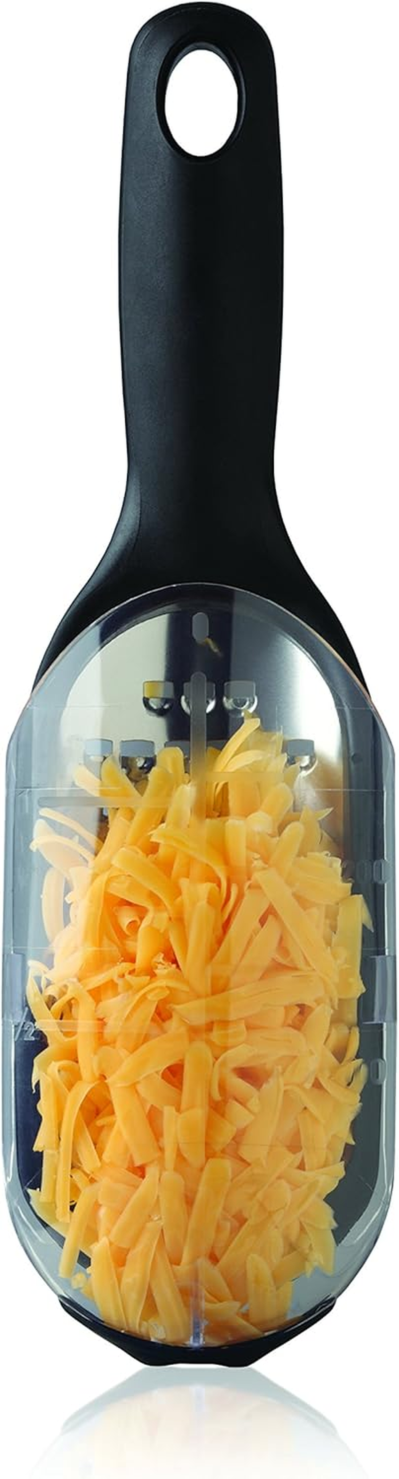 Microplane Elite Series Extra Coarse Grater - 18/8 Stainless Steel Blade, Photo-Etched Blade Technology, Soft-Grip Handle, Non-Slip Base, Dual-Purpose Cover and Measuring Cup - Black - Extra Coarse, Red image number 7