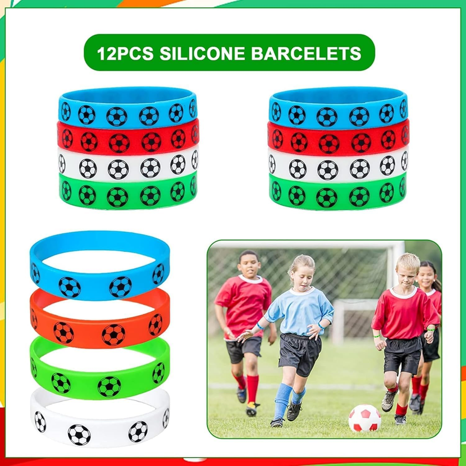 XUANZHI 120 Pcs Soccer Party Favors Set with Soccer Goodie Bags Soccer Slap Bracelets Puzzle Toys Soccer Stickers Whistles Soccer Party Supplies Soccer Party Decorations image number 6