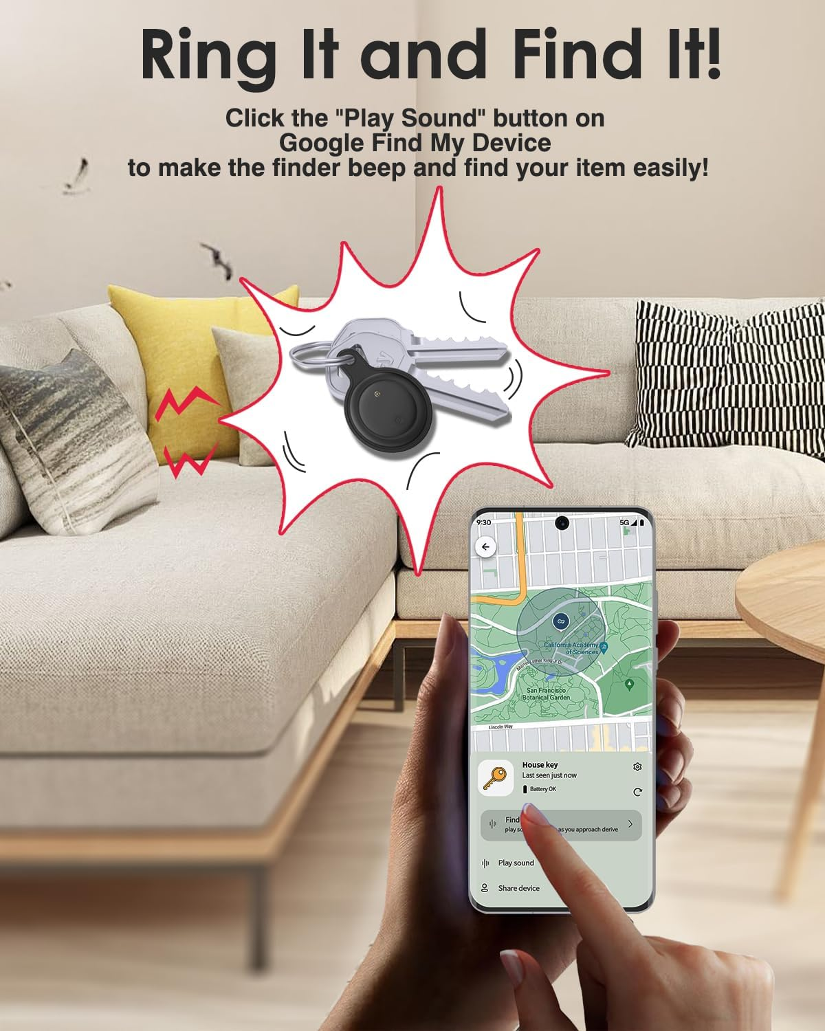 [2025 Android Tag] Bluetooth Tracker for Android Phones. Google Certified Item Locator, Smart Tracking Tag for Google Find My Device App. Finder for Keys, Luggage, Suitcase, Backpack and More-1 Pack