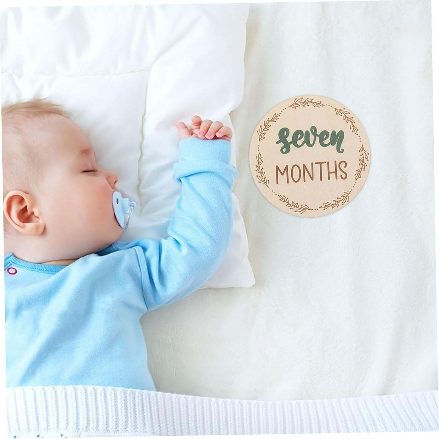 DOITOOL Wooden Monthly Milestone Cards Photo Prop Milestone Wooden Circles Decorative Markers image number 1