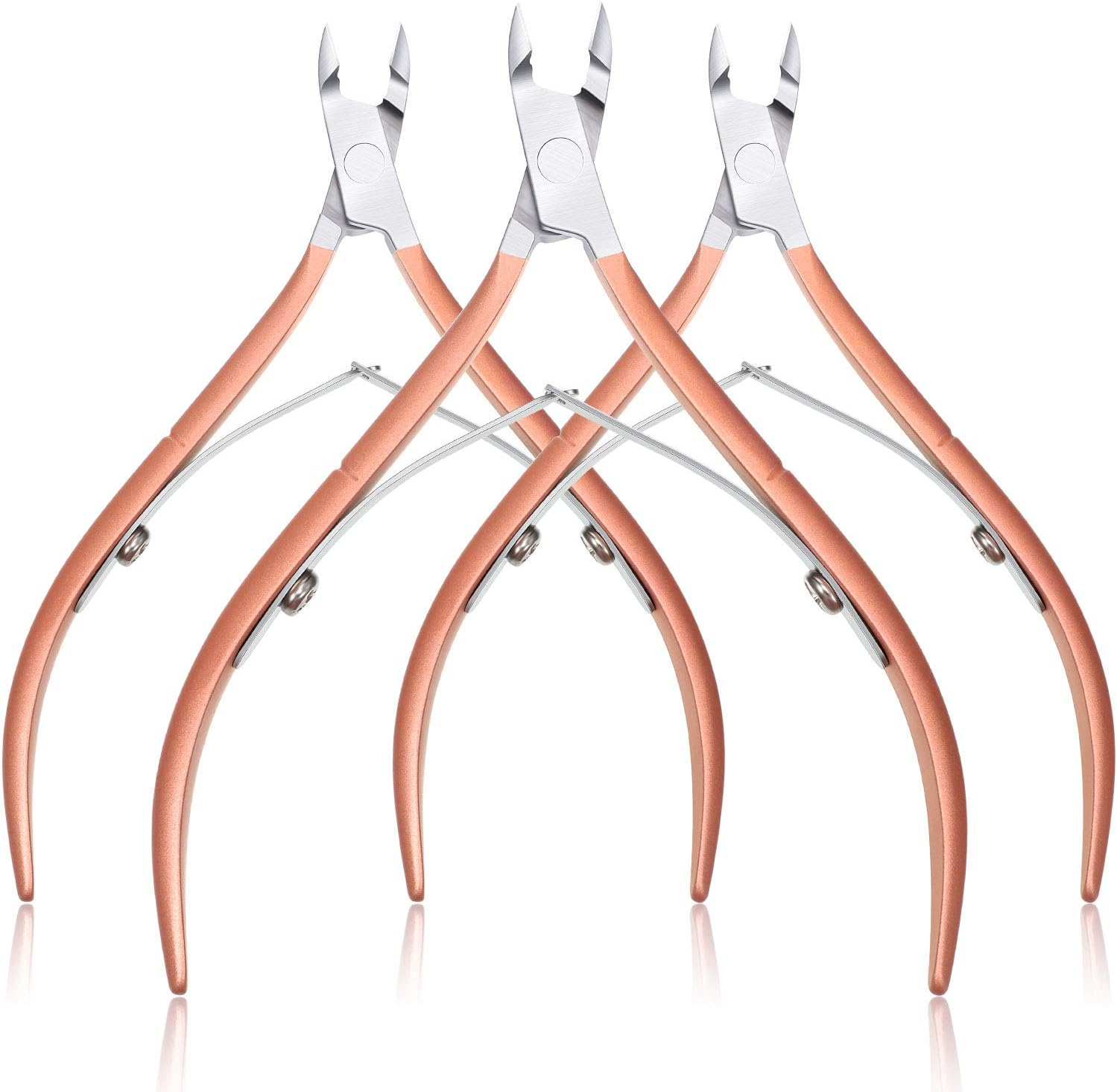 Mudder 3 Packs Cuticle Nippers Cutter Tool Stainless Steel Nail Cuticle Trimmer Remover with Pointed Blade Scissors Pedicure Manicure Tool for Fingernails Nails Care and Toenails(Silver)