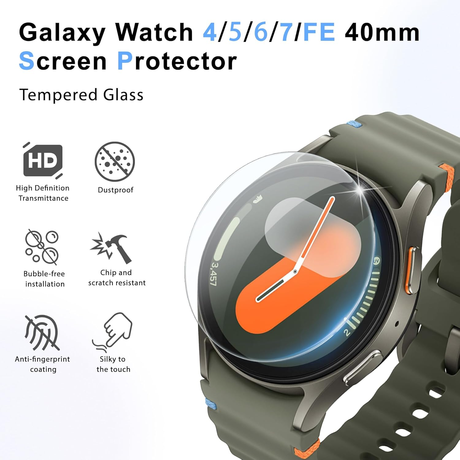 VASG [5 Pack] Hard PC Case Compatible with Apple Watch Series 6 / SE / Series 5 / Series 4 40Mm with Built in 9H Tempered Glass Screen Protector, Touch-Sensitive Ultra-Thin All-Around Full Cover Bumper Compatible with Iwatch 40Mm image number 2