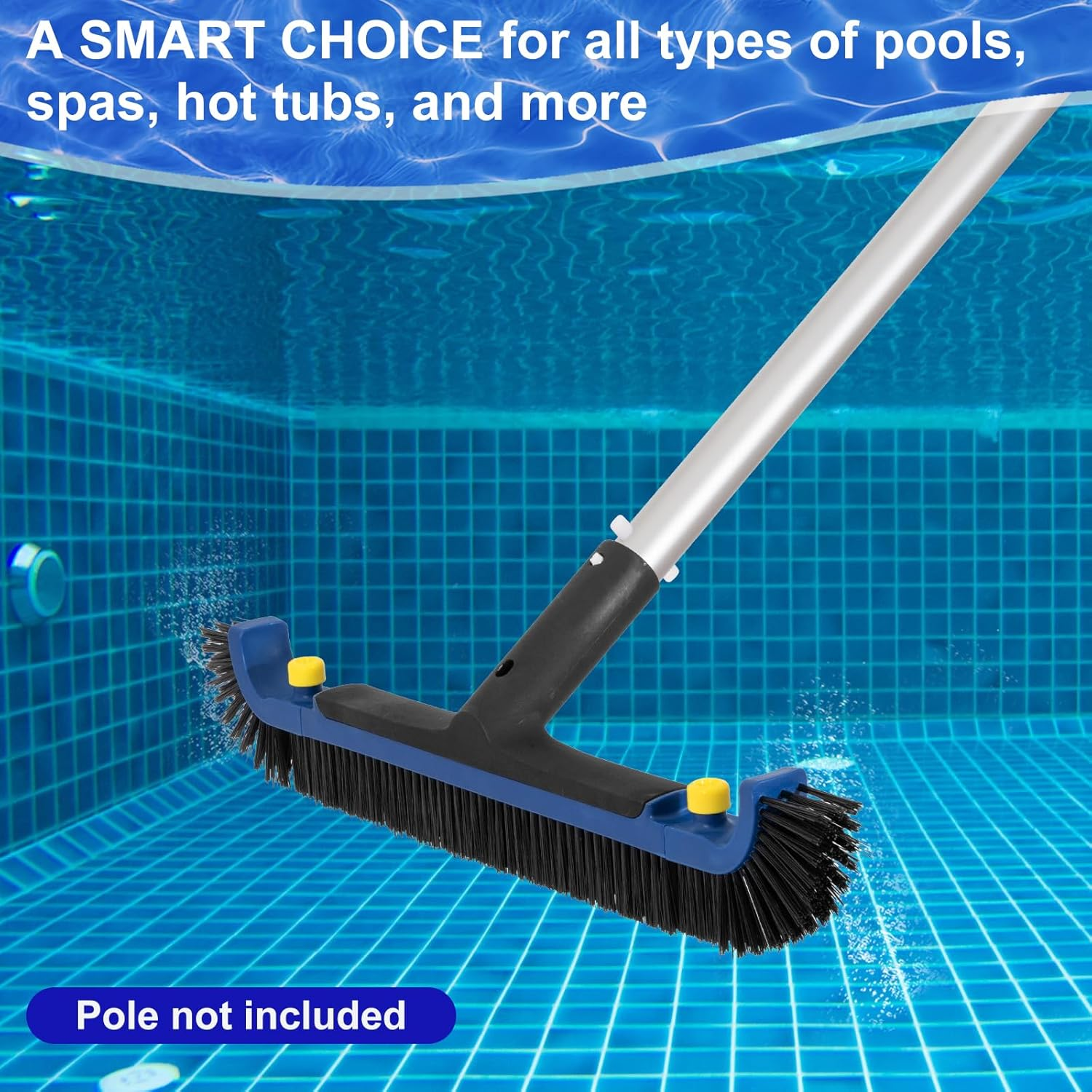 POOLAZA 52Cm Pool Brush, Heavy Duty Pool Brush Head for Inground Pools & above Ground Pools, Duable Pool Scrub Brush Fits Standard Australian Pole image number 2