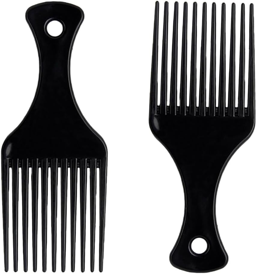 DAZISEN Afro Hair Combs 2 Pack Black Plastic Wide Tooth Hair Comb for Curly, Wavy and Kinky Hair for Men and Women image number 4