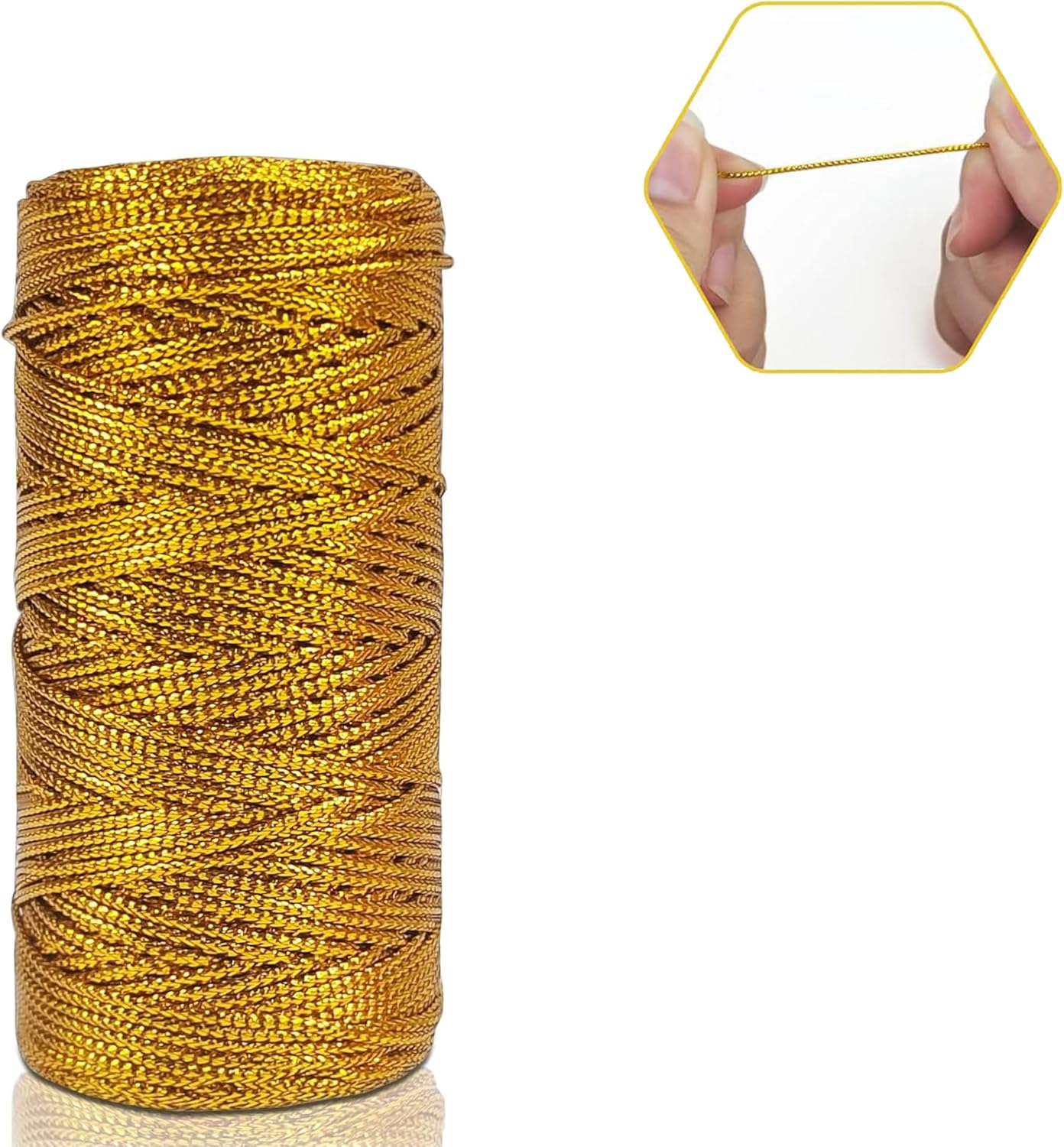 110 Yards 1.5Mm Metallic String Twine - Premium Decorative Gold Cord for Baking, Crafts, DIY Tags, Gift Wrapping, Ornaments Hanging, Christmas Decorations, Wedding & Party Decor (Gold)