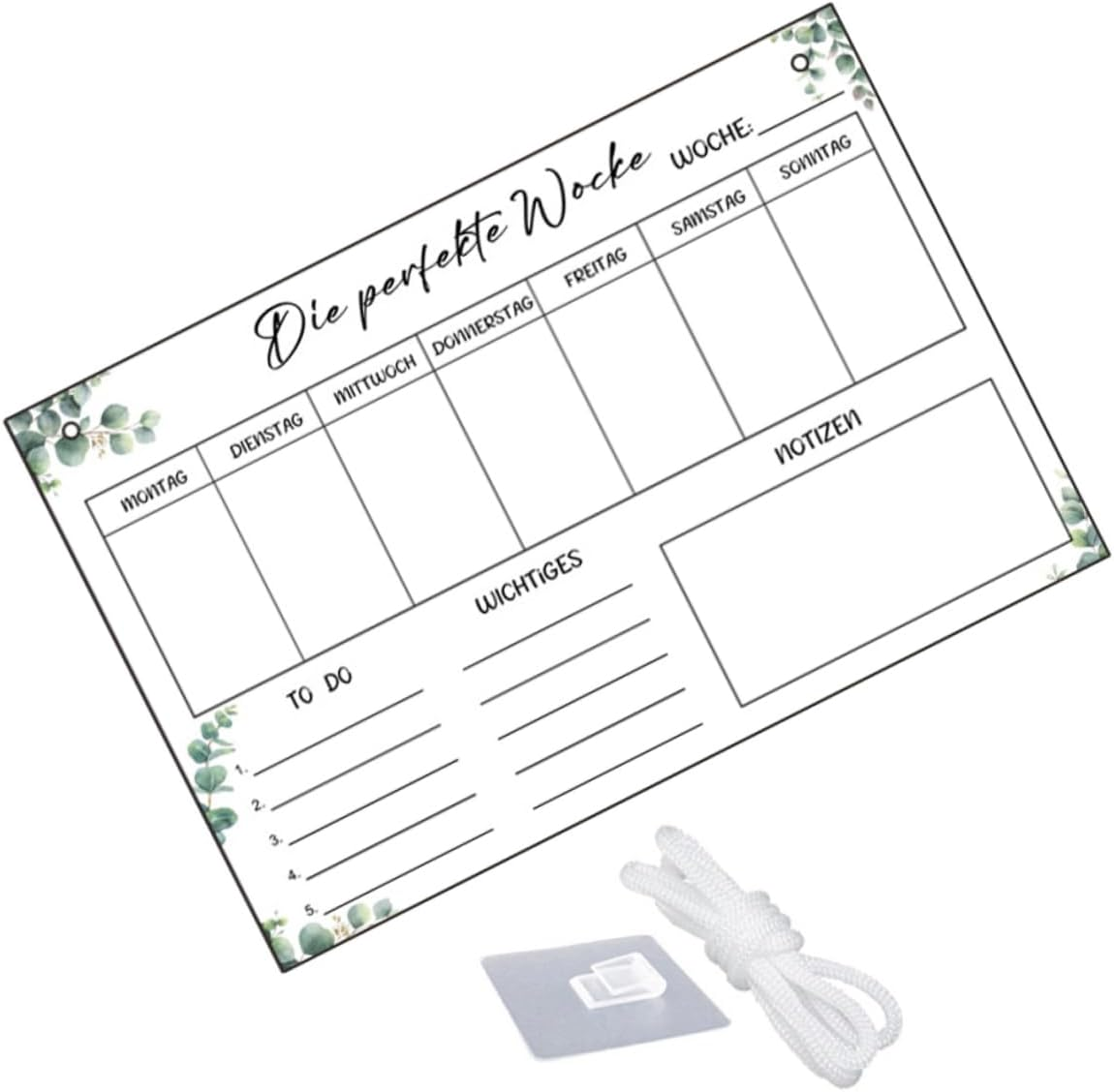 NUOBESTY 1Set Hanging Dry Erase Board for Daily Planning Smooth Wall Planner Reusable Memo Board Hooks String Organize Your Schedule Efficiently image number 4