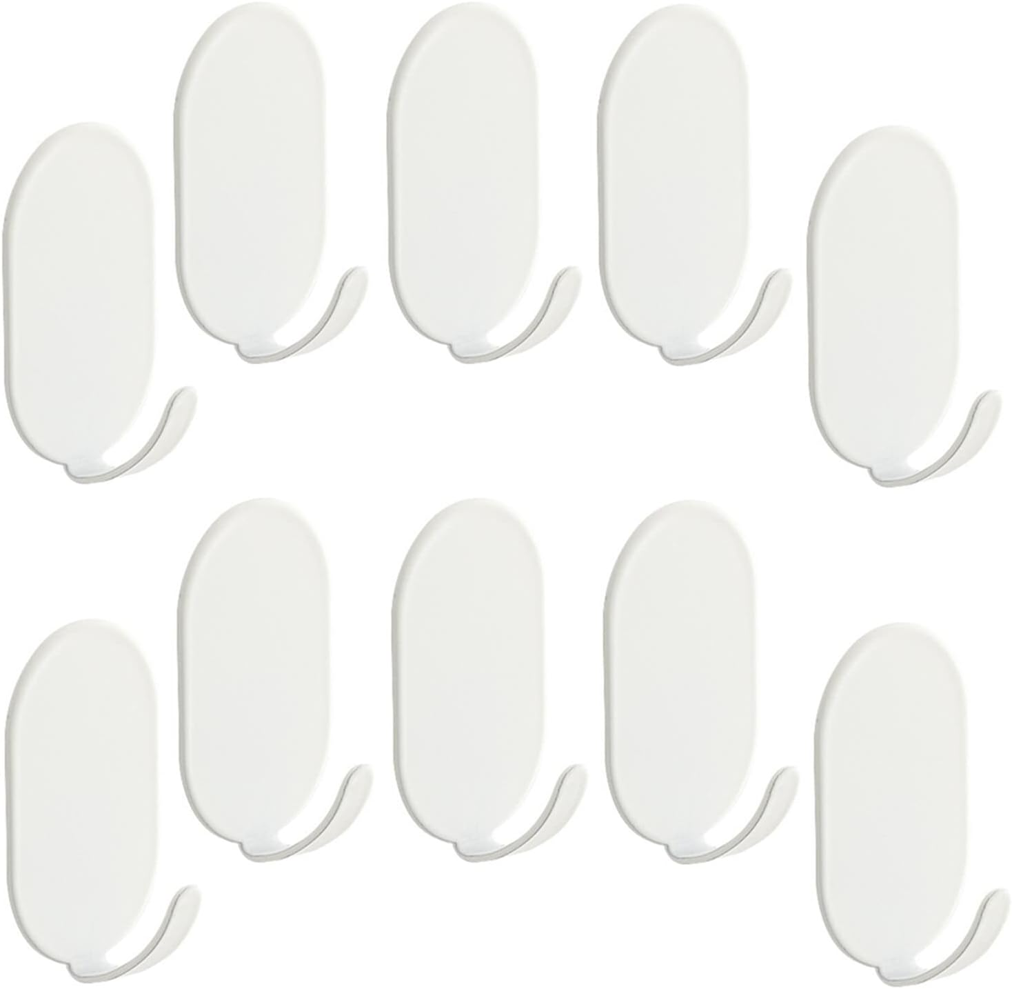 10 Packs Self Adhesive Hook, Heavy Duty Wall Hooks,Durable Strong Carbon Steel Nail Free Sticky Hanger Hooks 3M Adhesive Hooks for Kitchen, Bathrooms, Home, Doors, Office, Closet (White)