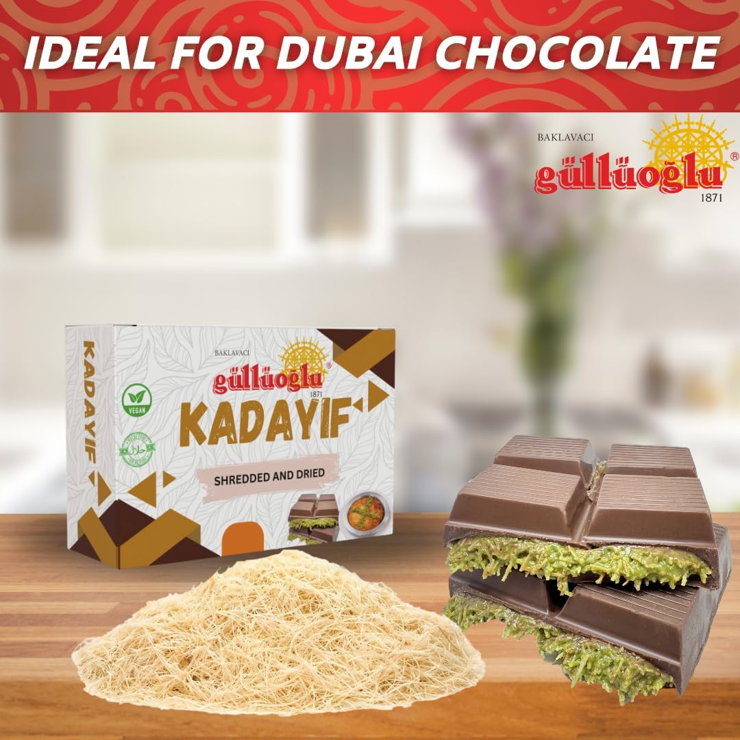 Gulluoglu Dried & Shredded Kataifi - 150G - 0.33Lb Kadayif Chopped Fillo Dough, Shredded Phyllo, Kadayif Pastry Dough, Knafeh, Kunafa, Katifi, Kadayif Ingredient for Dubai Chocolate Bar image number 5