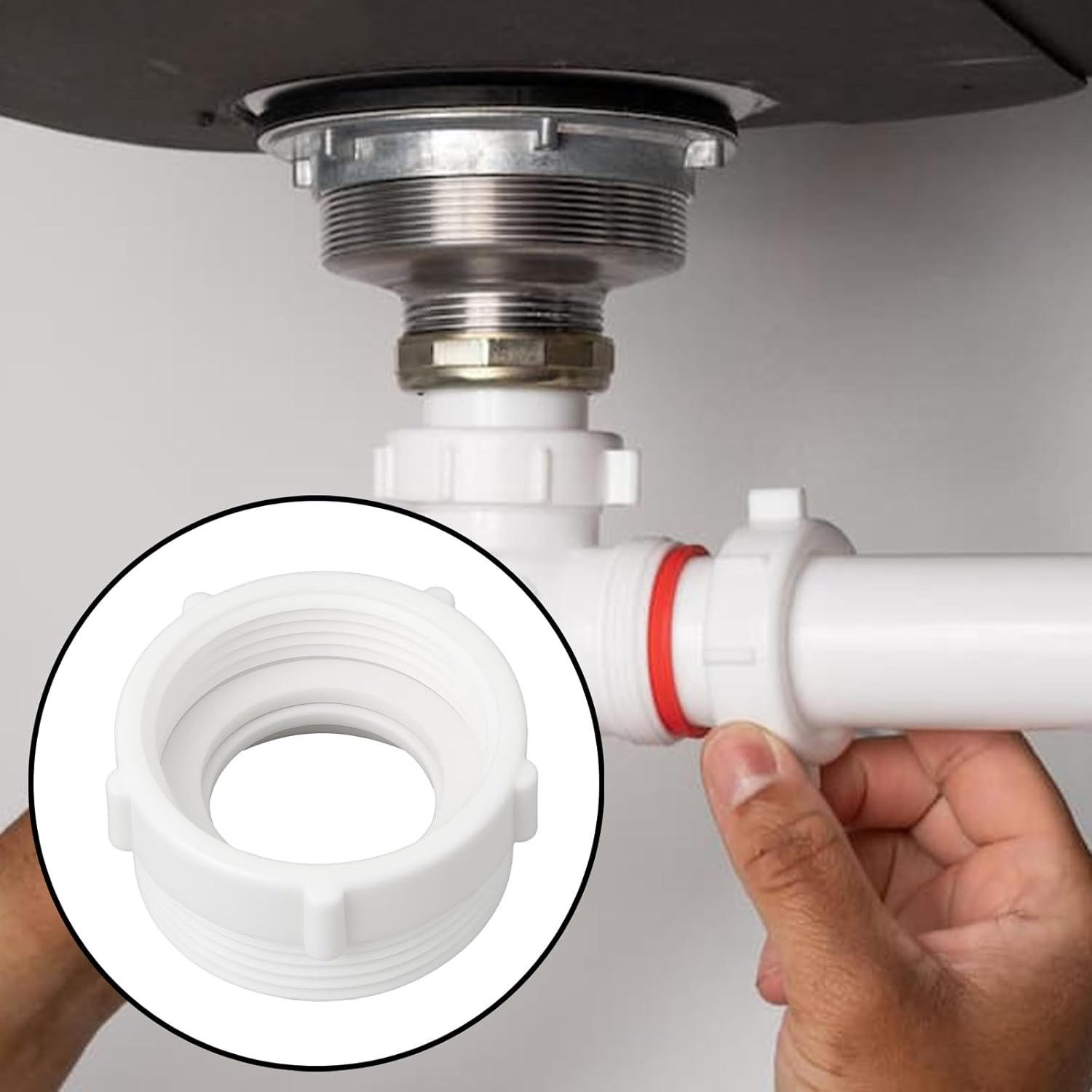 Ecsing 2Pcs 1-1/4 to 1-1/2 Thread Trap Waste Extension for Bath Shower Kitchen Sink image number 5