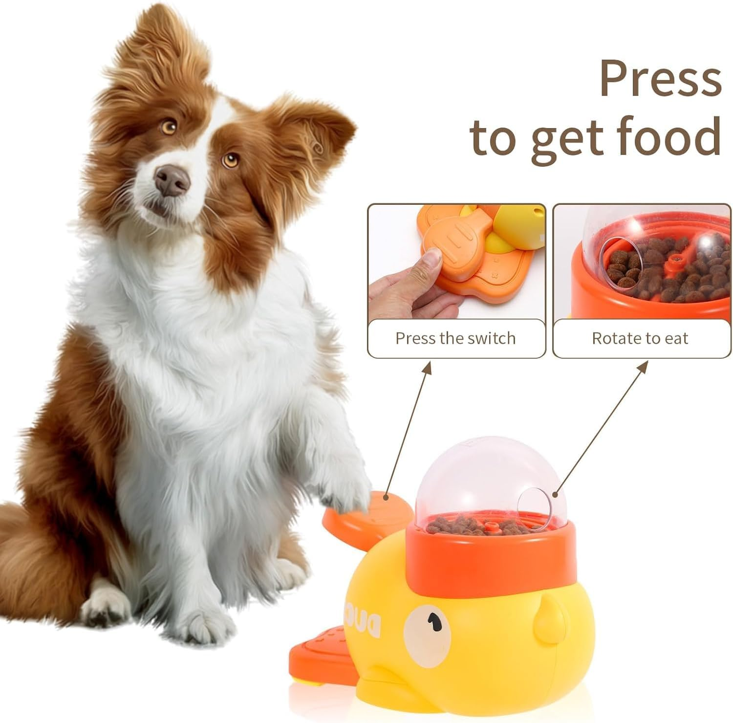 2-In-1 Interactive Pet Feeder, Dog Slow Feeder Puzzle Toy, Durable Duck Shaped Dog Feeder Toys Promotes IQ Training Reduces Bloating anti Gulping Fun Mealtime Feeding Solution image number 1