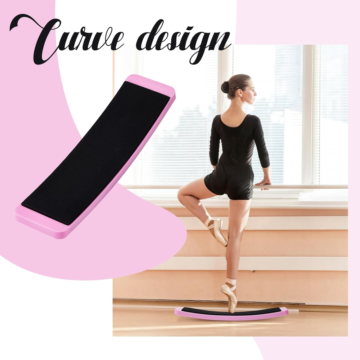 Motionchic 2 Pcs Portable Turning Board Figure Ice Skating Spinner for Ballet Dancers Ice Skaters Gymnasts Cheerleaders Training Improving Balance Pirouette Equipment - Pink image number 4