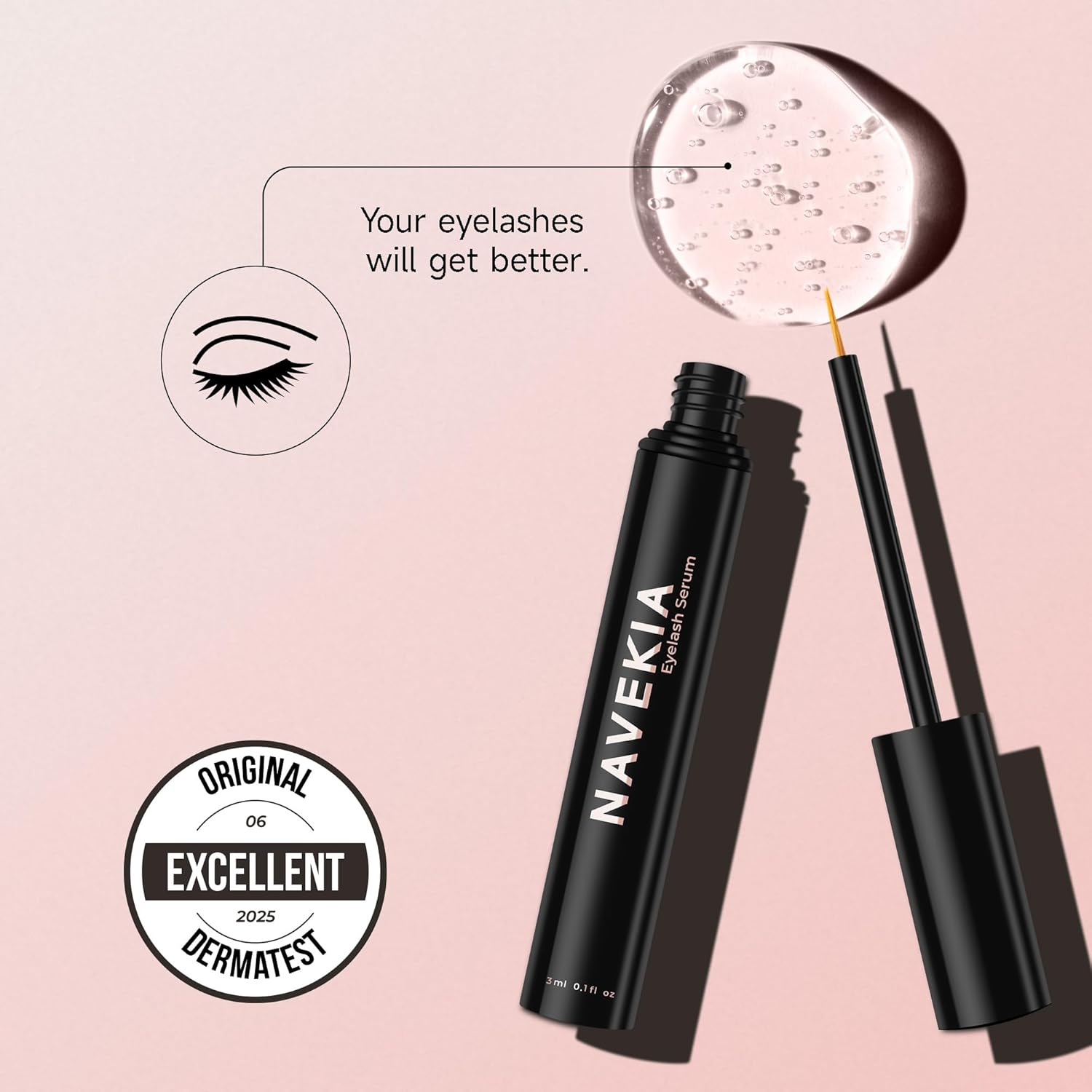 Navekia Lash Serum 2025 Pro - 2 Key Peptides + New Bio-Enzyme Tech | Science-Proven: Boost Lash Length & Density | Gentle for Sensitive Eyes, Vegan, Cruelty-Free image number 4