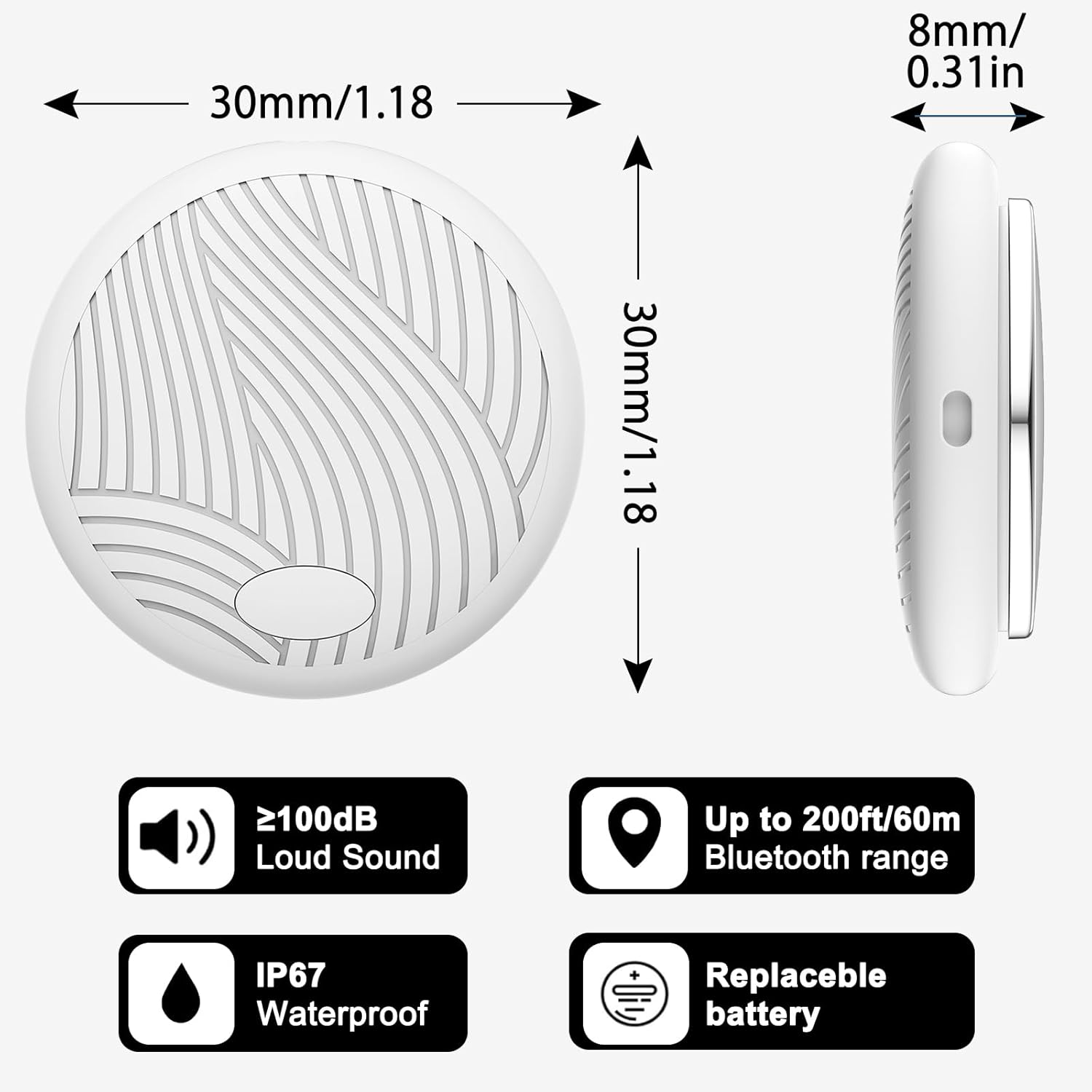 ICOO Smart Tracker,Working with Apple Find My（Ios Only.Ip67 Waterproof Perfect for Locating Keys, Luggage, Backpacks, and Pets. with Replaceable Batteries, Loud Beeps,And Worldwide Tracking 2-Packs image number 1
