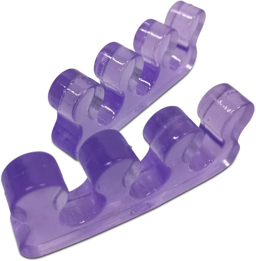 One Pair Yoga Toes Blue Toe Stretcher & Toe Separator Stop Foot Pain and Boost Athletic Performance (Purple) image number 3