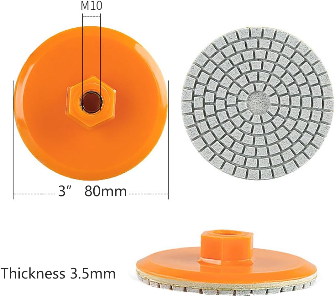 AIMALL 10PCS 3-Inch Diamond Polishing Pads for Trimming, Grinding, and Polishing Marble, Granite, and Stone image number 6