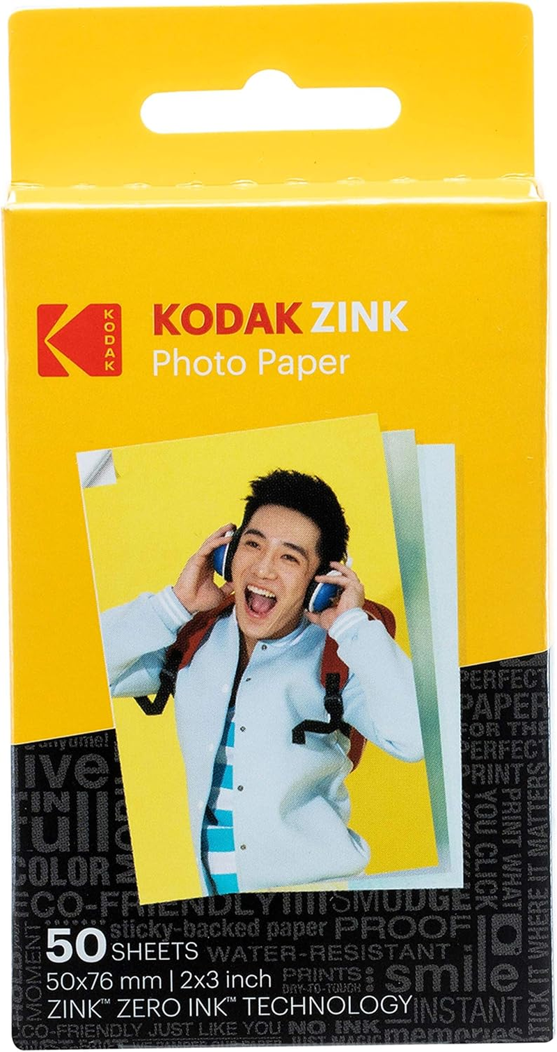 Kodak 2ʺX3ʺ Premium Zink Photo Paper (50 Sheets) Compatible with Kodak Smile and PRINTOMATIC (NOT with Kodak Mini Shot, Mini2) image number 1
