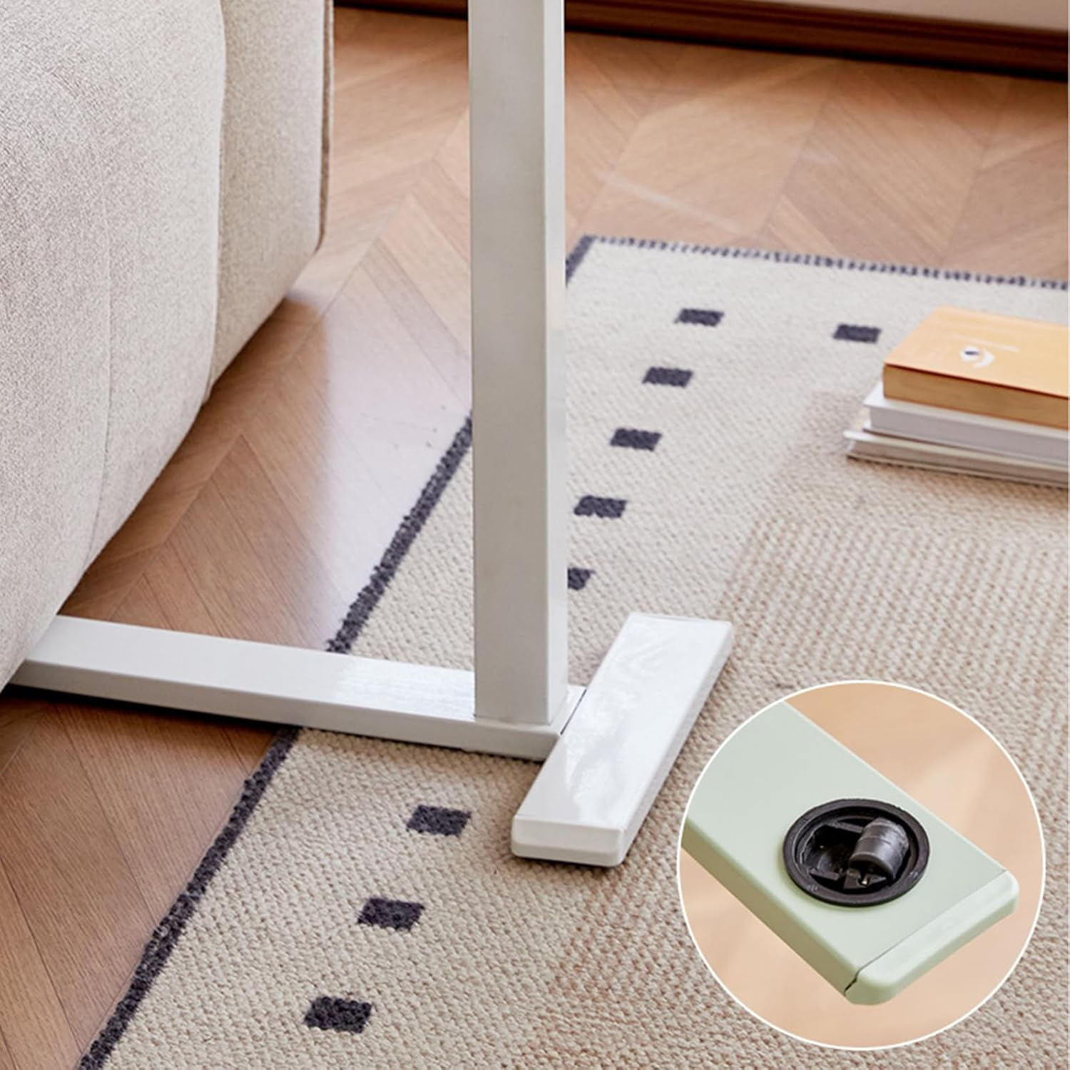 Medical Tiltable Overbed Table, Pneumatic Height Adjustable, Laptop Desk with Wheels, Mobile Standing Desk, Rolling Computer Cart, Suitable for Hospital and Home Use (Walnut Coloured)