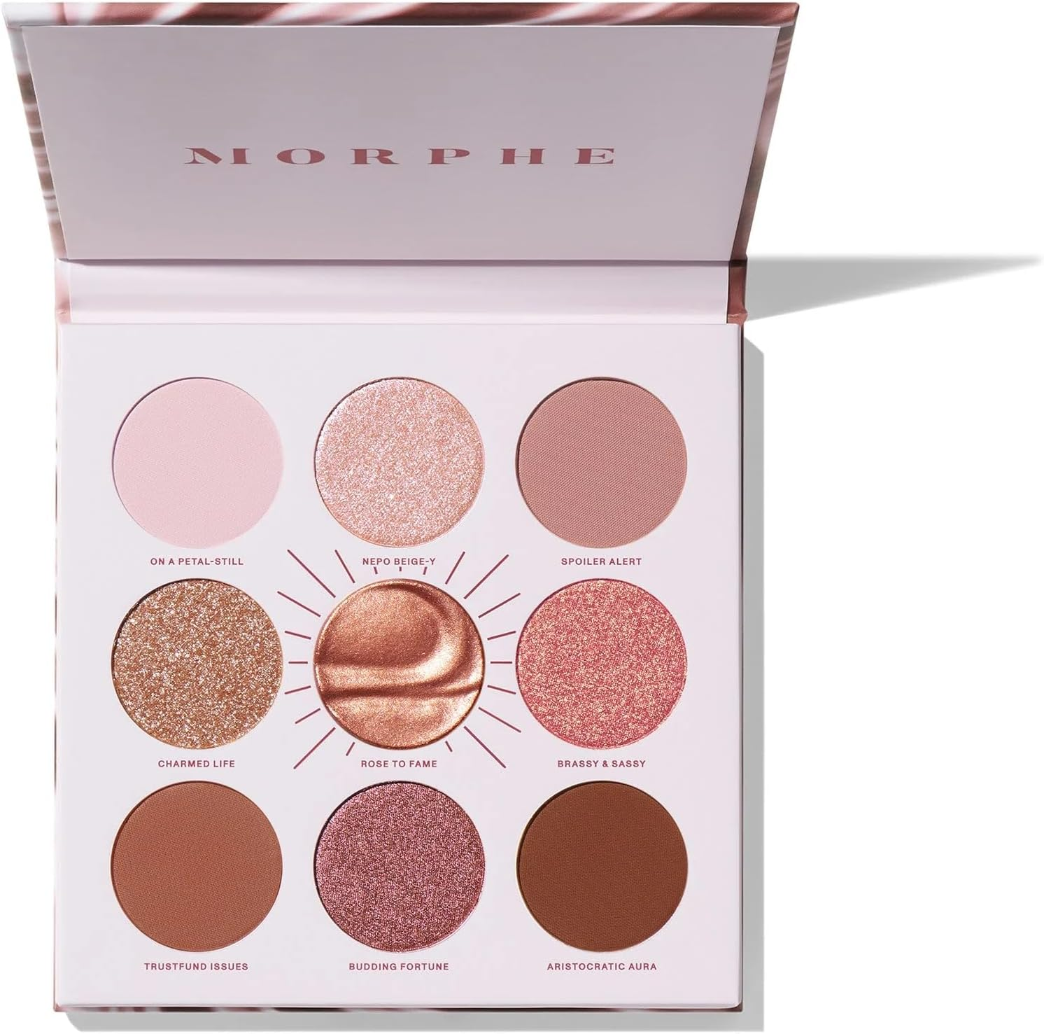 Morphe Rich & Foiled Artistry Palette - 9-Pan Metallic Eye Makeup Palette with Luxe Mattes, Shimmers, and Foil-Finishes - Mauve & Pink Colors with Luminous Shine - Rose to Fame (0.35 Oz) image number 5