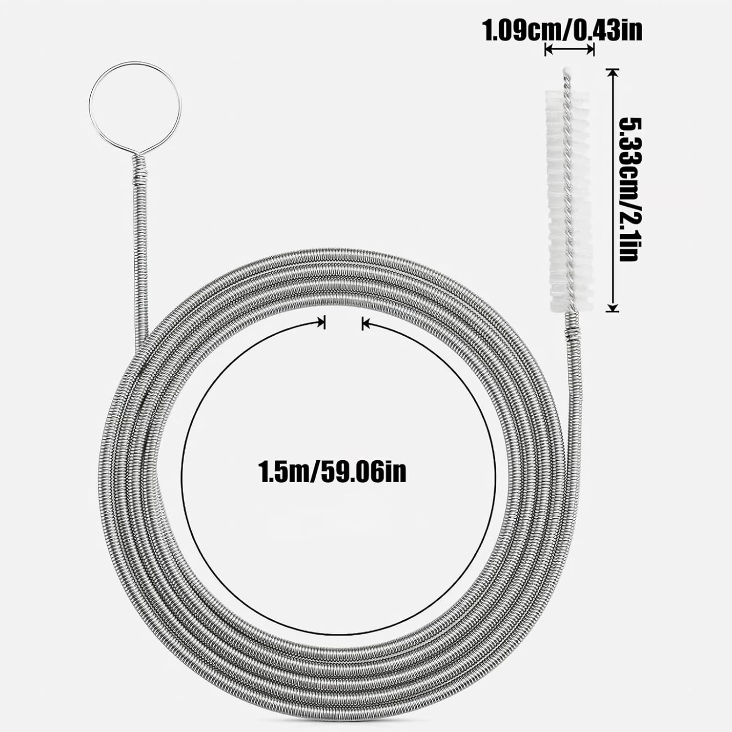 Drain Cleaning Brush | 59Inch Drain Pipe Brush | Sunroof Scrubber Automotive Care Accessories for Window Vehicle Sink Vent Outdoor Kitchen Laundry Home RV Bathroom Camping image number 2