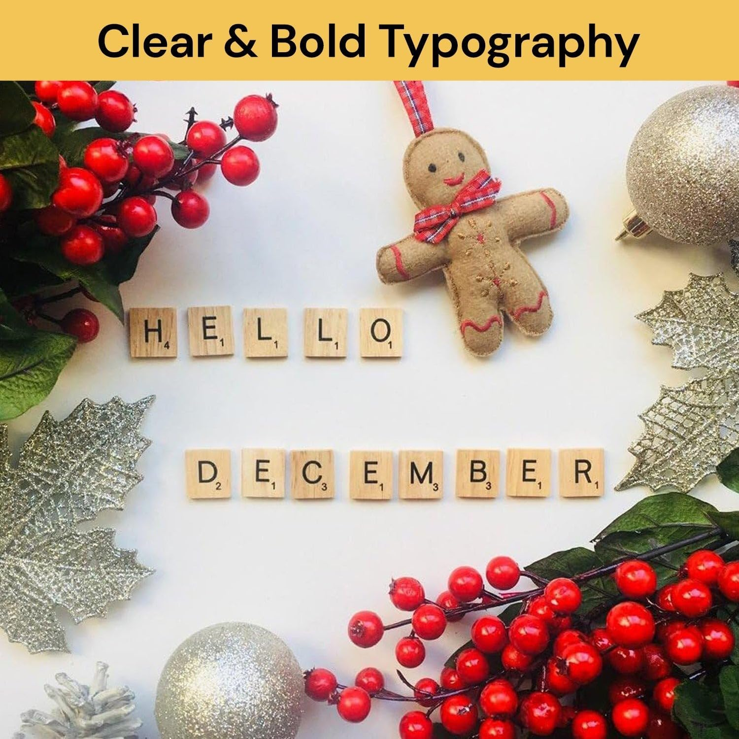 100Pcs Wooden Alphabet Letters Scrabble Tiles Set / DIY Letter Crafts for Children Kids Student image number 1