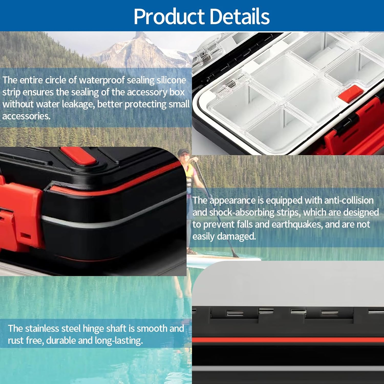 BK Waterproof Mini Fishing Lure Boxes with Adjustable Dividers, Portable Fishing Organizer Case, Small Tackle Storage Boxes for Hooks, Lures, Accessories image number 3