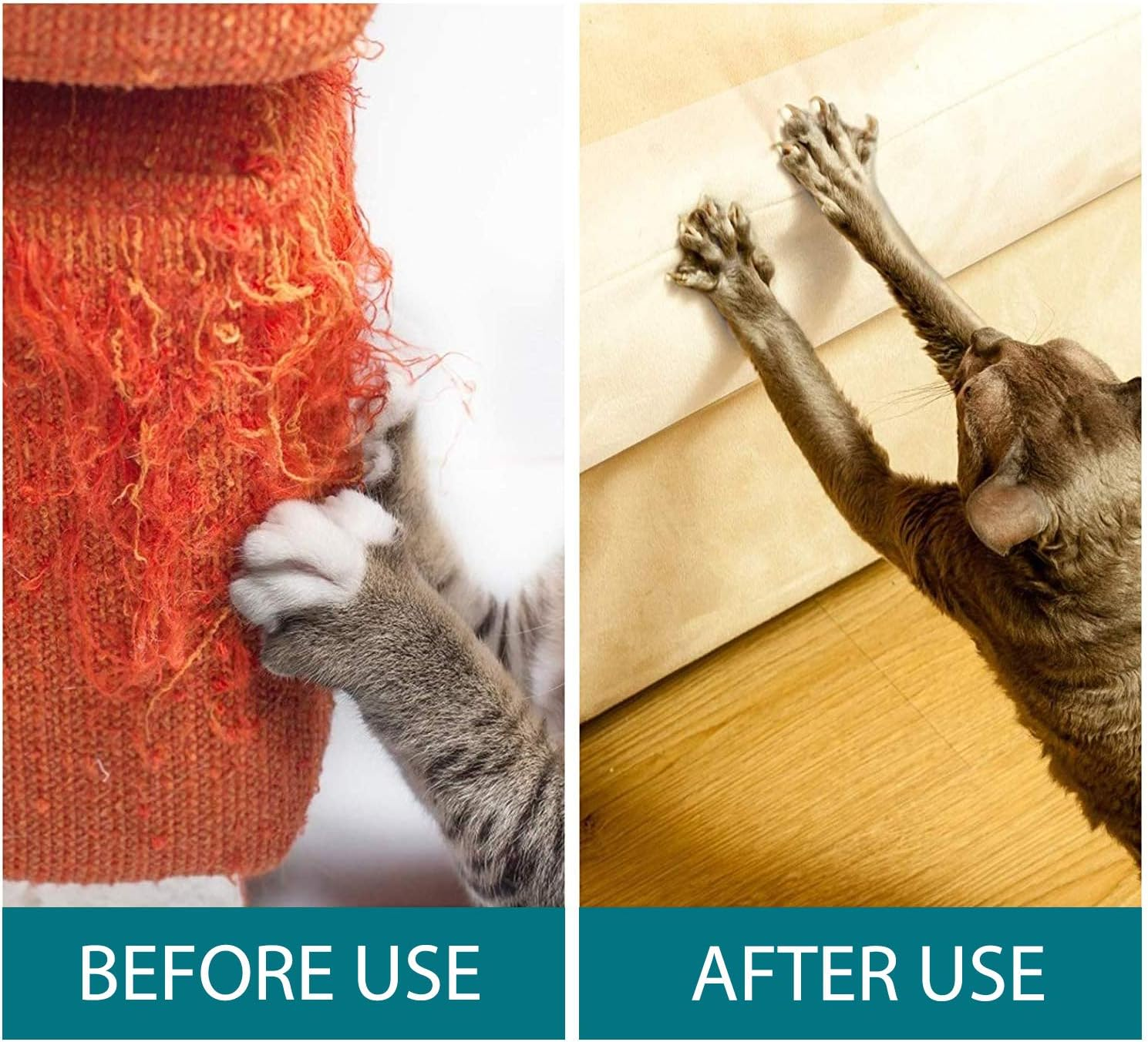 Cat Scratch Protection Training Tape, Pack of 12 Double-Sided Anti-Cat Scratch Tape for Sofa, 6 Pieces 17 Inches L X 10 Inches B Bands + 6 Pieces 16 Inches L X 12 Inches B Bands + 100 Adjusting Screws image number 3