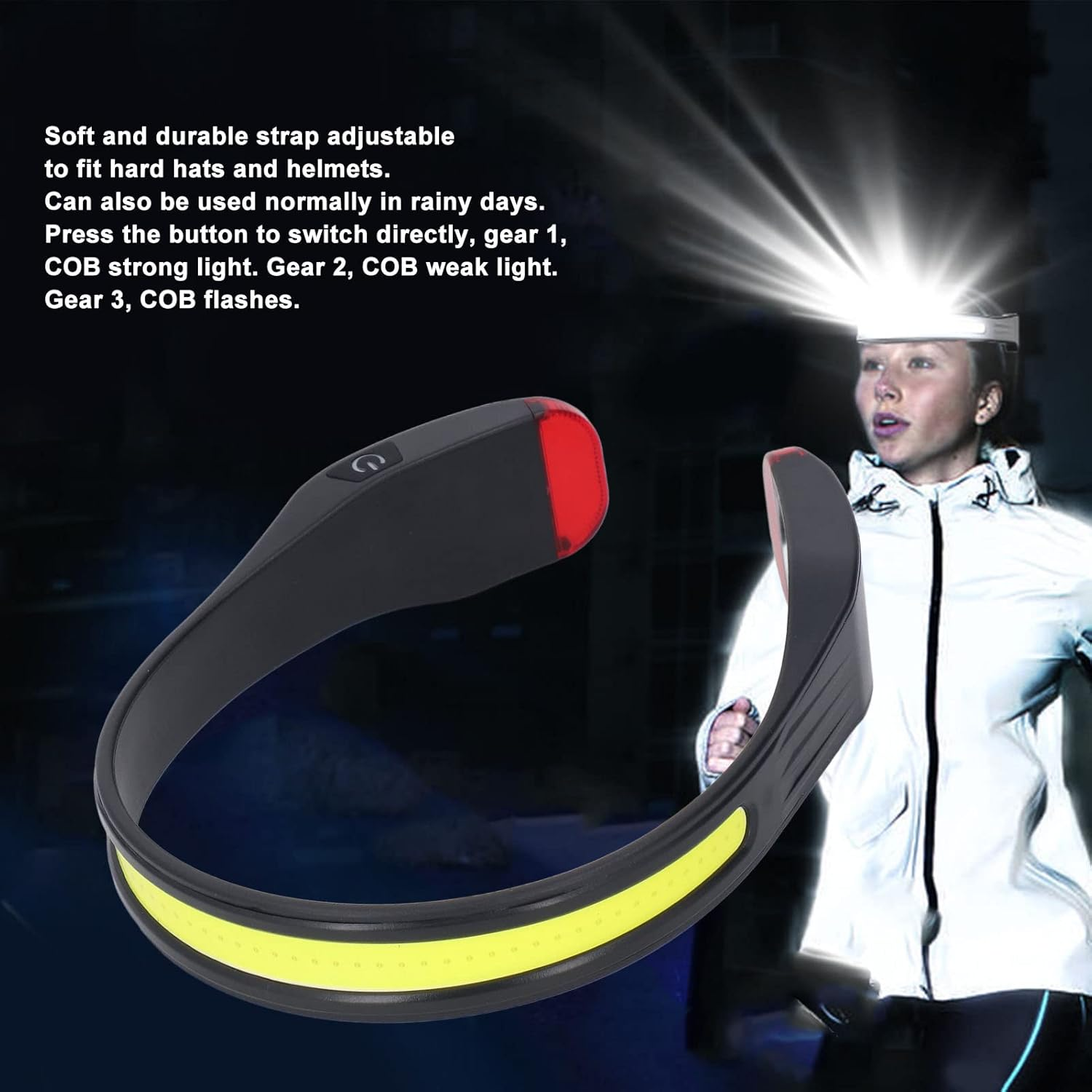 Candeon USB Rechargeable Headlamp, 350 Lumens LED Headlamp, Rechargeable Headlamp, 260&deg; Wide Angle Headlamp, Waterproof Headlamp with 3 Light Modes for Running, Fishing, Hiking, Camping image number 2