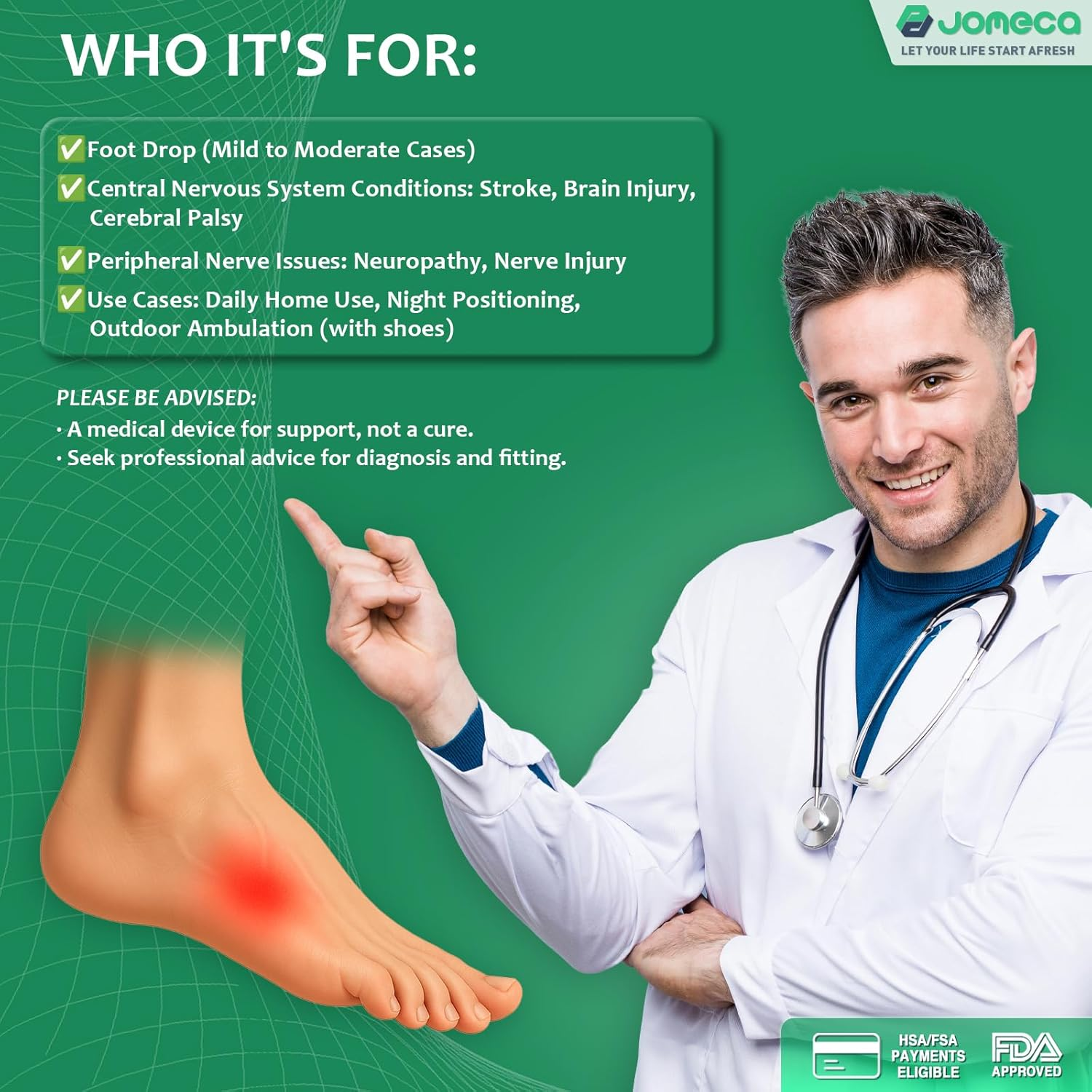 Upgraded Drop Foot Brace for Walking with Shoes - Dual Forefoot Support Plates Adjustable Soft AFO, Foot Drop, TBI, ALS, MS, Bone Fracture, Fits Women & Men (Right, L/XL) image number 6