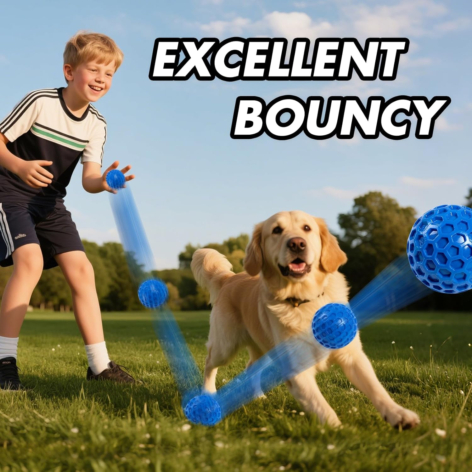 Heavy Duty Indestructible Dog Chew Toys for Aggressive Chewers - Chew-Proof Squeaky Ball, Durable Interactive Dog Toys for Large Breeds, 2 Pack (5.5Cm) image number 3