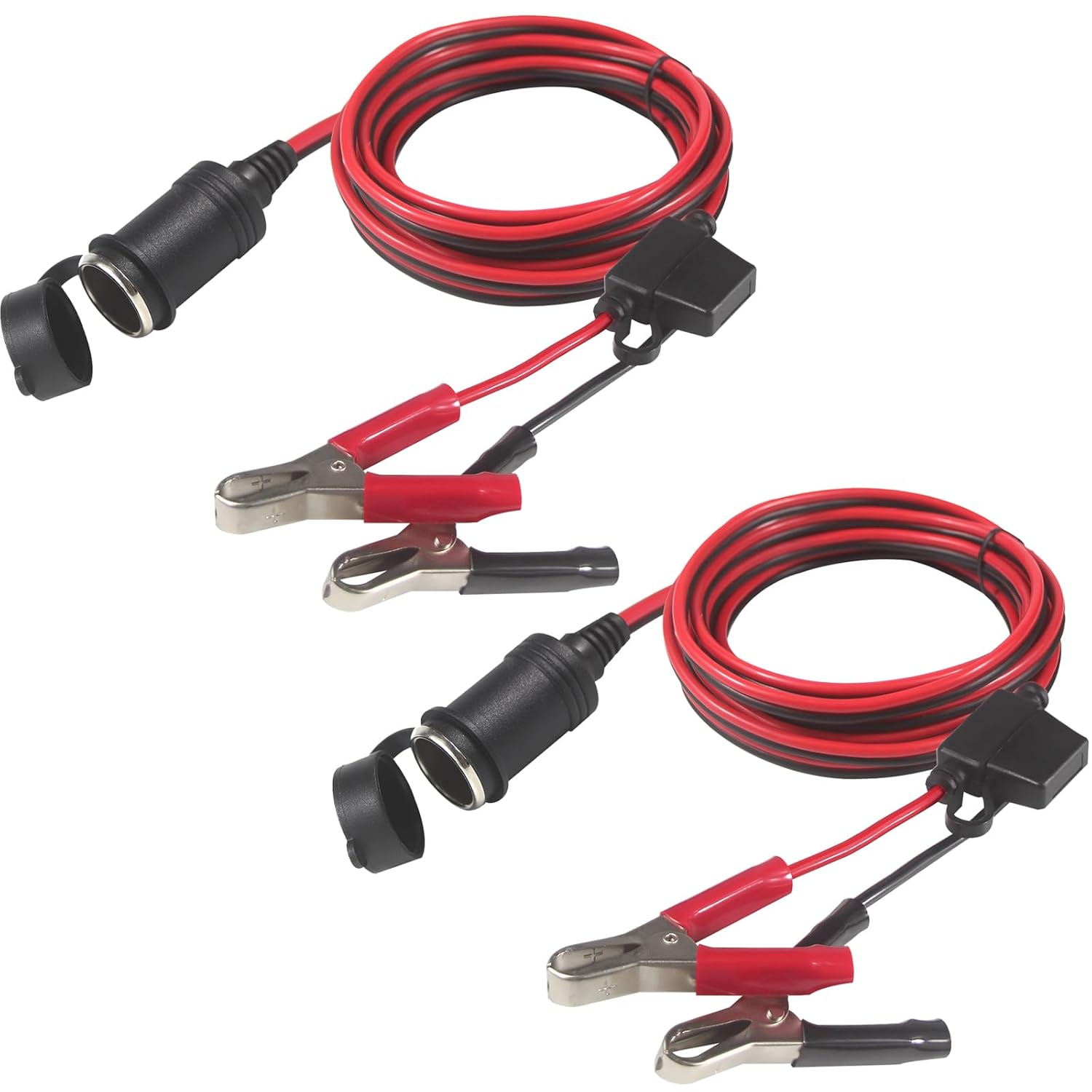 12V Car Cigarette Lighter Socket Female Alligator Clips with 14AWG Cable 15A Fuse 14AWG 3FT 2Pack image number 4