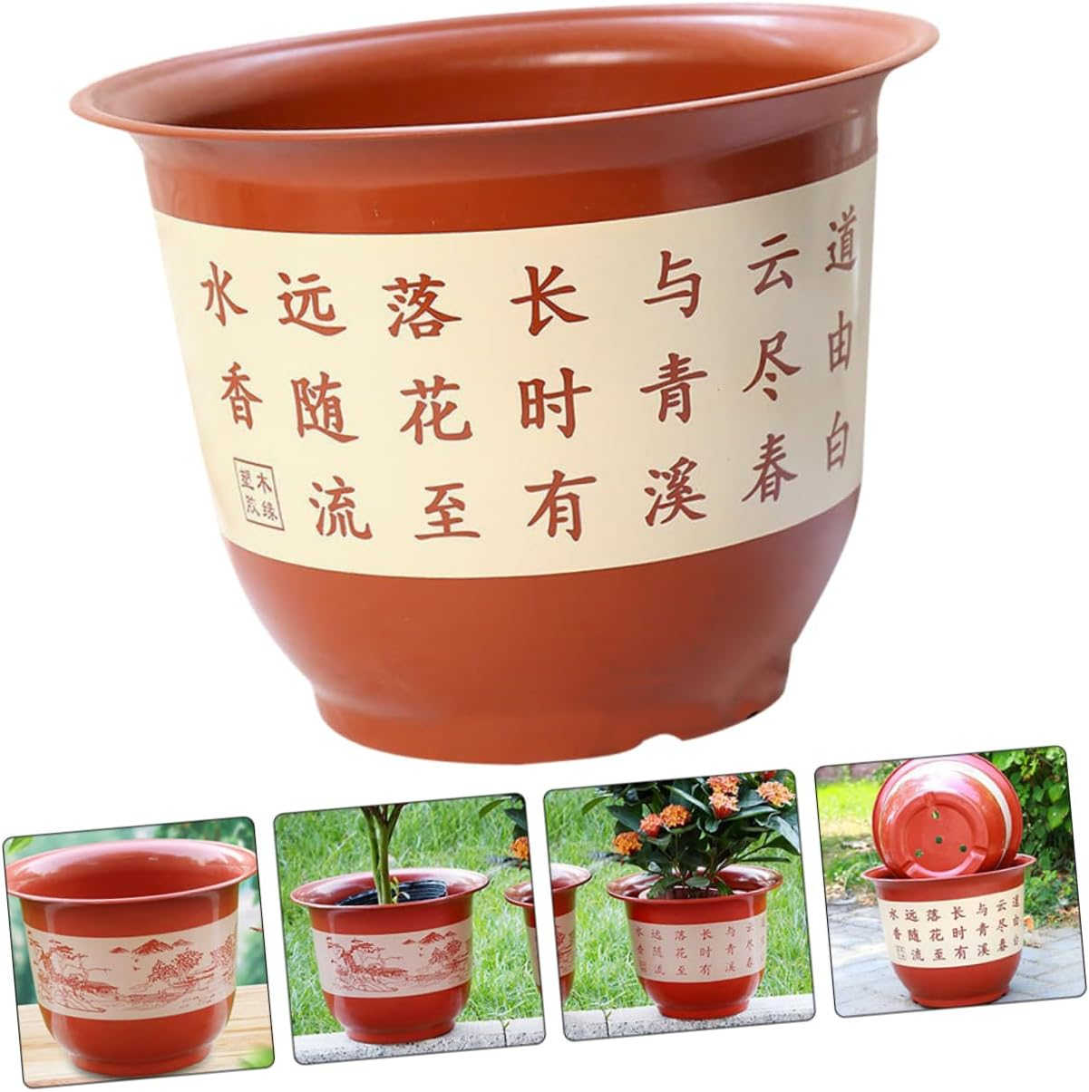 Yardenfun 6Pcs Vintage Landscape Planter Pot Multi-Functional Gardening Container for Use Drainage for Flower Seedlings image number 6