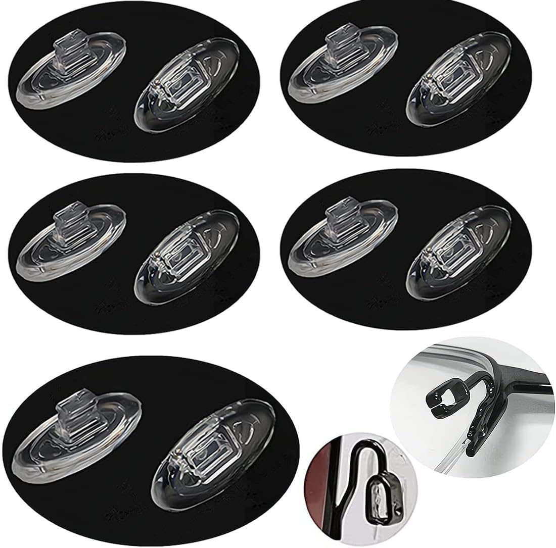 Push in Glasses Nose Pads,2 Pairs Eyeglasses Replacement Nose Piece,Oval Soft Silicone Nose Guards Anti-Slip Eye Pads(Clear,13Mm)