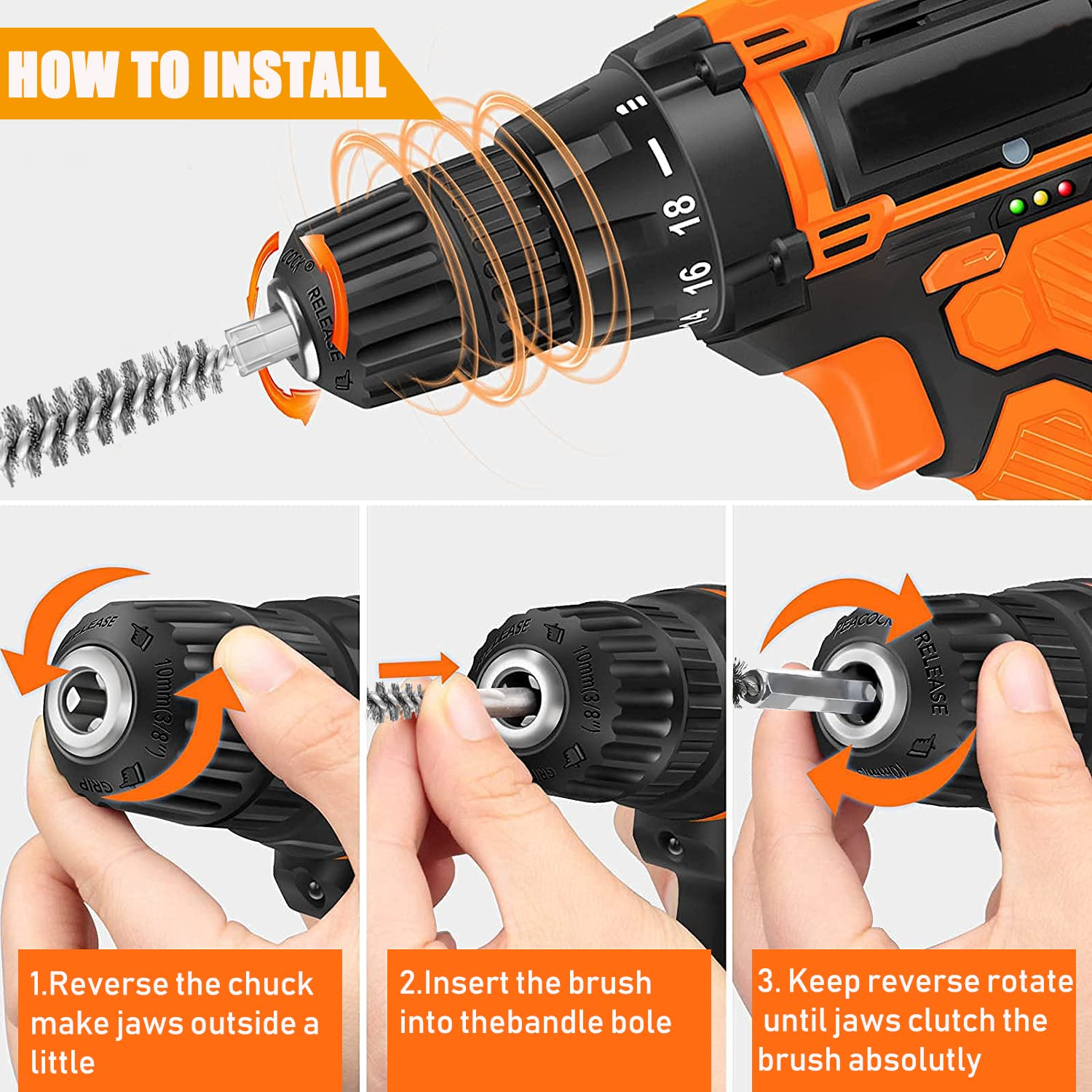 Sazoemao 2 Pack Stainless Steel Crimped Wire Golf Club Head Hosel Brushes, 0.35 Inch Diameter, 3.15 Inch Long, Fits Wood & Iron Hosels image number 1