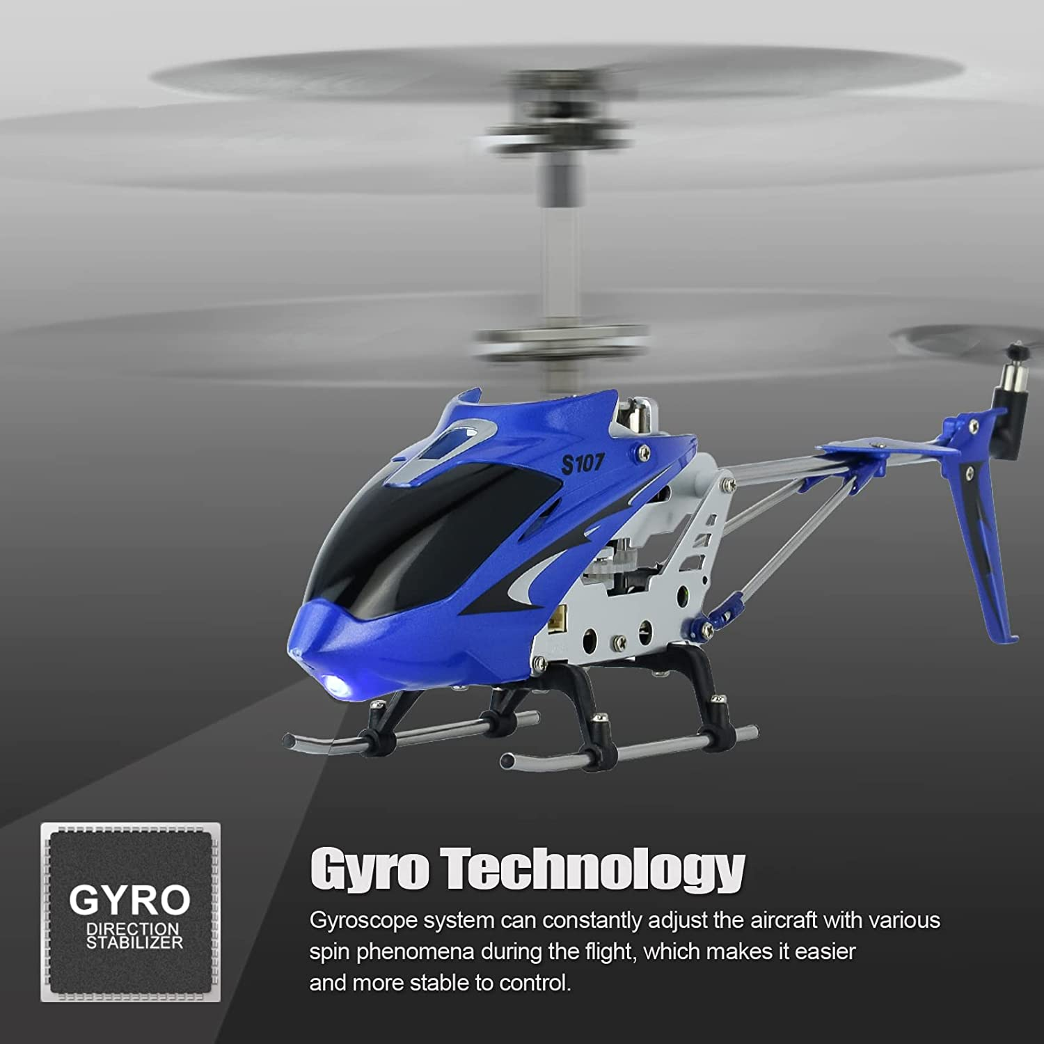 Cheerwing S107/S107G Phantom 3CH 3.5 Channel Mini RC Helicopter with Gyro Blue - Blue image number 3