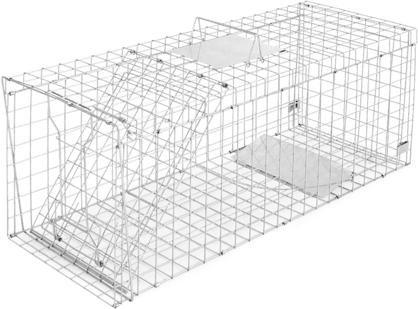 Gardeon Mouse Trap, 150 X 50 X 55Cm Guinea Pig Rat Rabbit Cage Possum Fox Cat Humane Mice Traps Small Animals Cages for Indoor Outdoor Farm Backyard, Automatic Door Lock Collapsible Silver image number 2