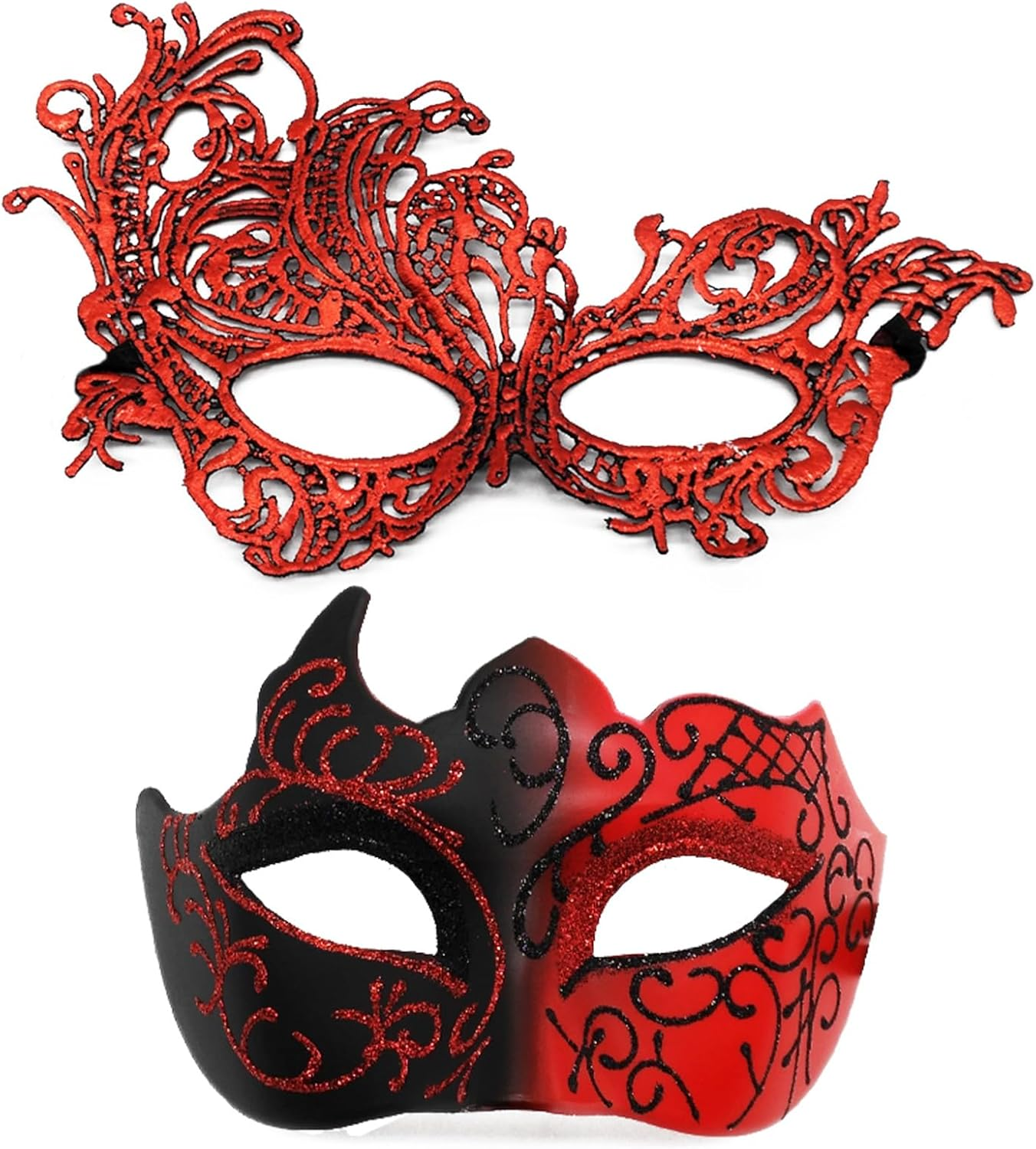 Masquerade Mask for Couples Lace Eye Mask Venetian Carnival Halloween Mask Party Ball Prom Mask Costume Mardi Gras 2Pack