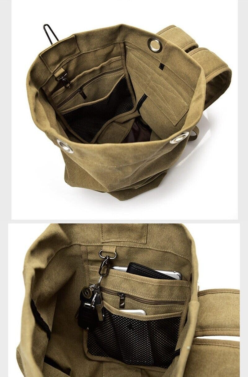 AIMALL Men'S Fashion Canvas Backpack, Large Capacity Travel and Outdoor Sports Bag, Available in Small and Large Sizes - Green-Big image number 4