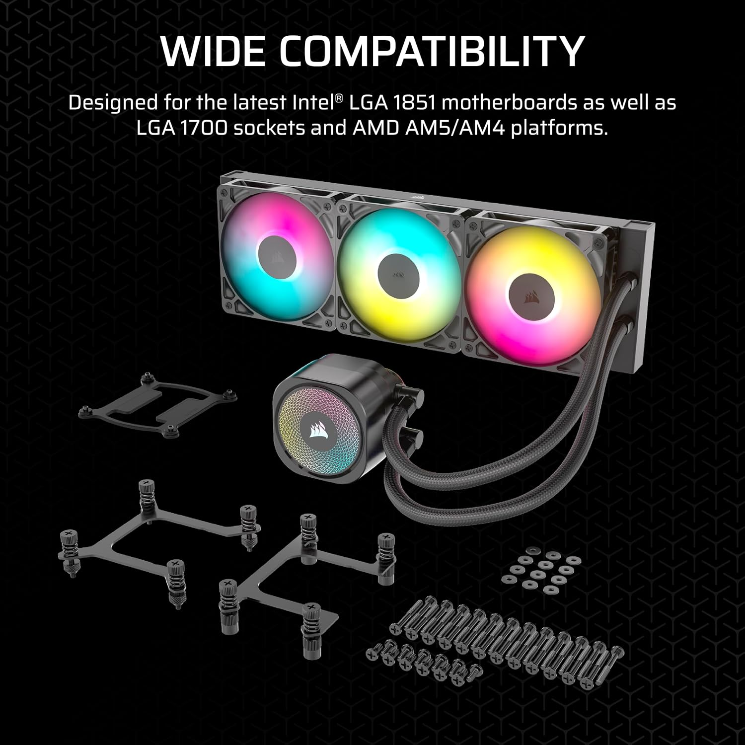 CORSAIR Nautilus 360 RS ARGB Liquid CPU Cooler &ndash; 360Mm AIO &ndash; Low-Noise &ndash; Direct Motherboard Connection &ndash; Daisy-Chain &ndash; Intel LGA 1851/1700, AMD AM5/AM4 &ndash; 3X RS120 ARGB Fans Included &ndash; Black image number 3