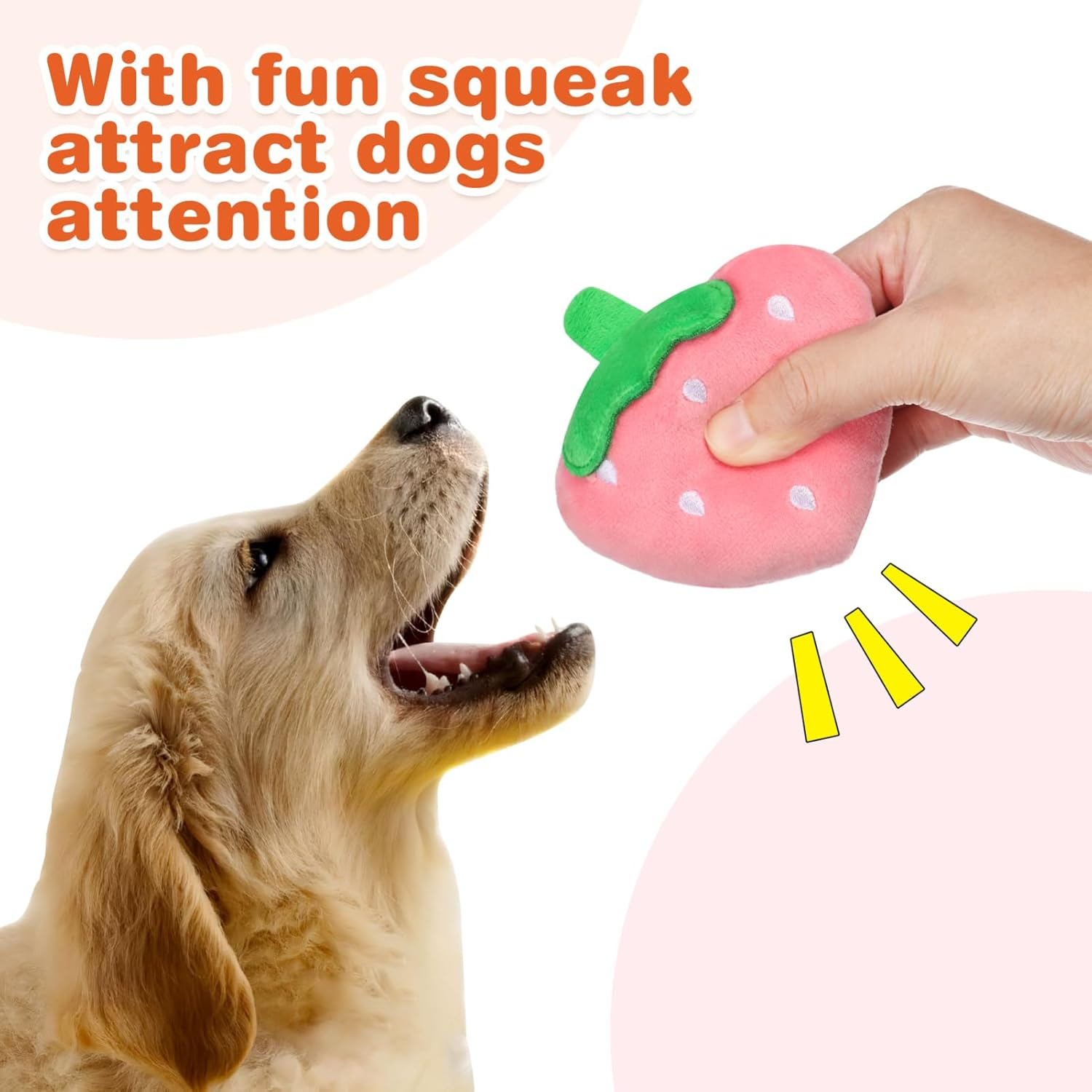 Toddmomy 2Pcs Squeaky Dog Toys,Soft Strawberry Shape Plush Dog Toys Interactive Dog Chew Toys for Medium, Small Puppy Dogs Teething Toys image number 1