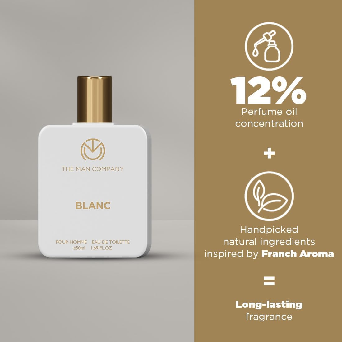 The Man Company Blanc Edt Perfume - Musk, Citrusy & Aromatic Scent for Men | Premium Long-Lasting Fragrance Spray | Eau De Toilette image number 5