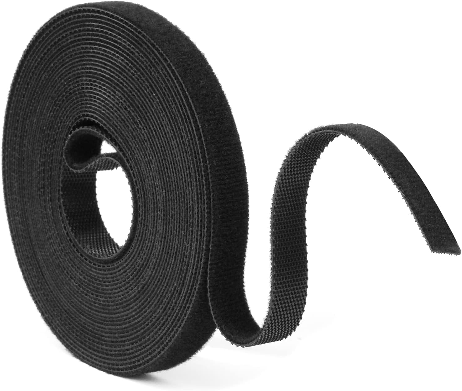 URAQT Fastening Tape Hook and Loop Cable Ties, 10Mm X 5M Reusable Self Adhesive Cable Ties Straps for Cable Management, Cord Organizer Straps, Black (5M)